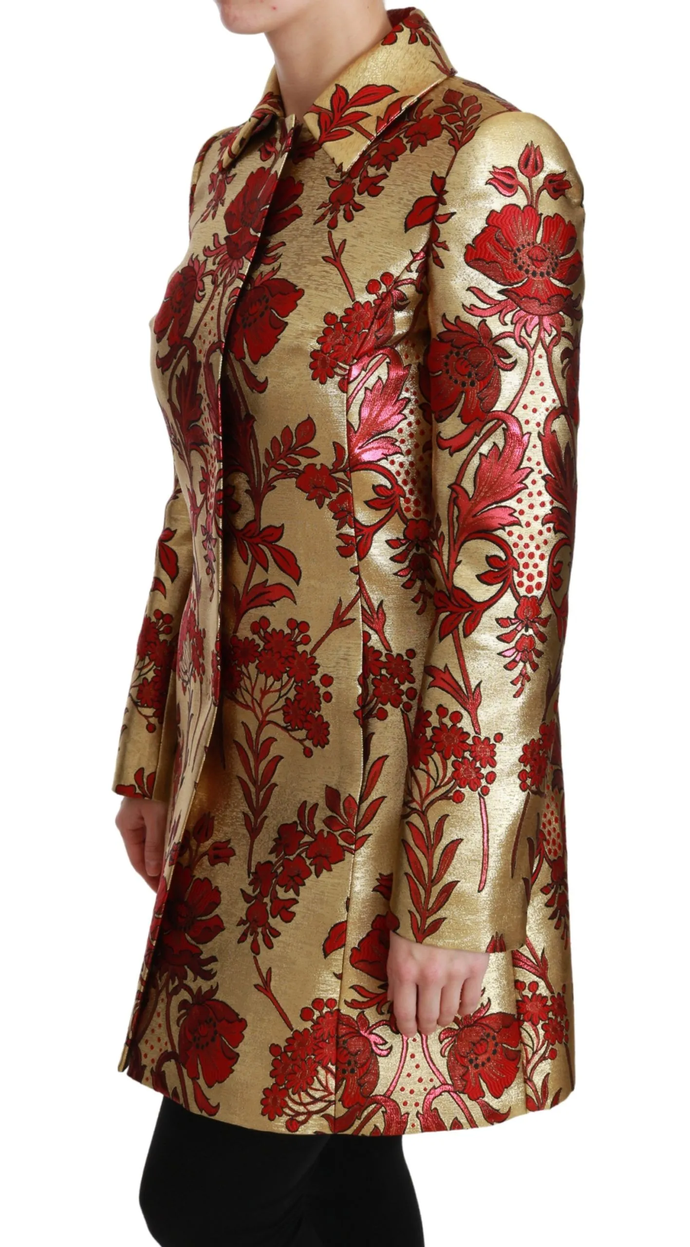 Red Floral Brocade Cape Coat Women's Jacket - Dolce & Gabbana - Modalova
