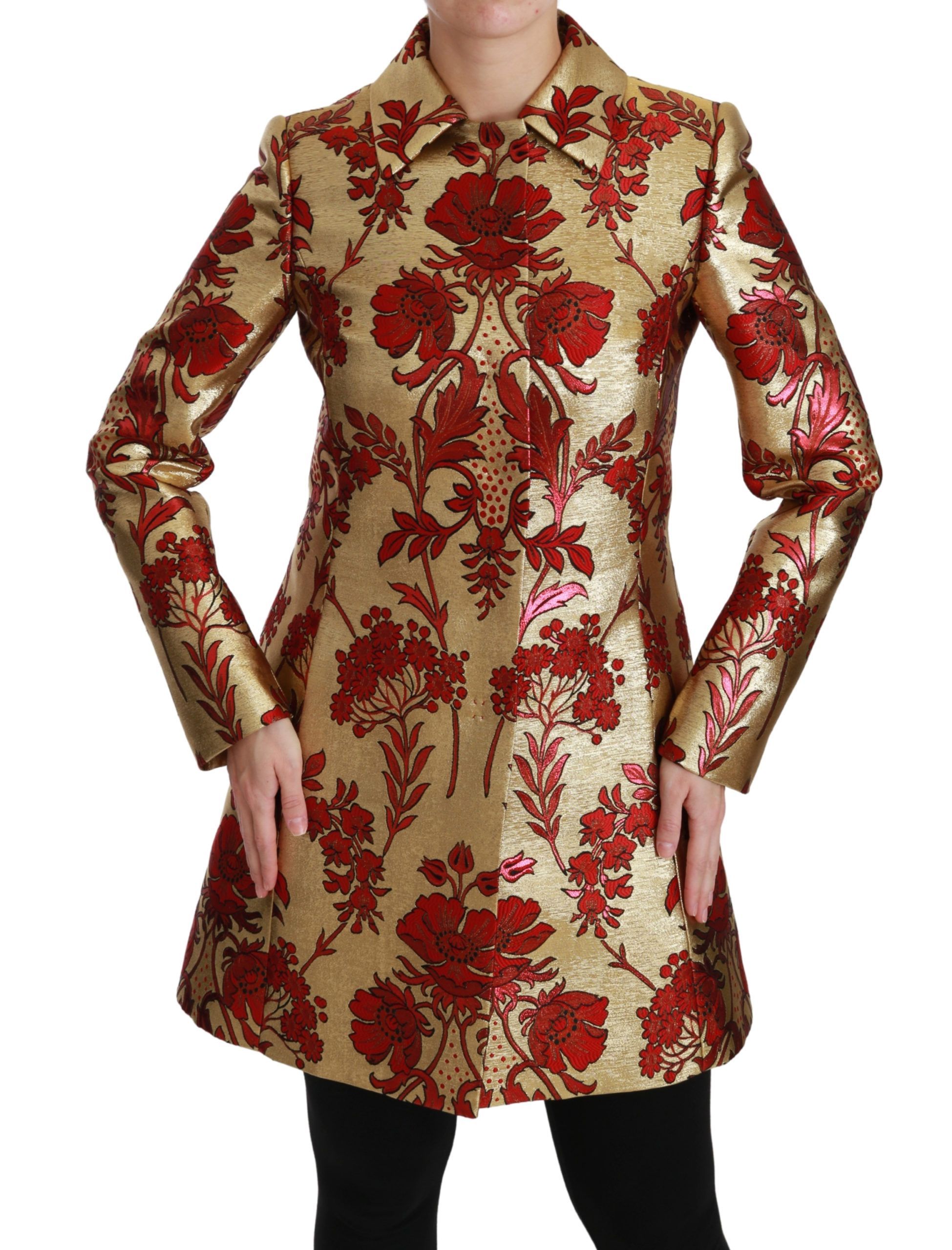 Red Floral Brocade Cape Coat Women's Jacket - Dolce & Gabbana - Modalova