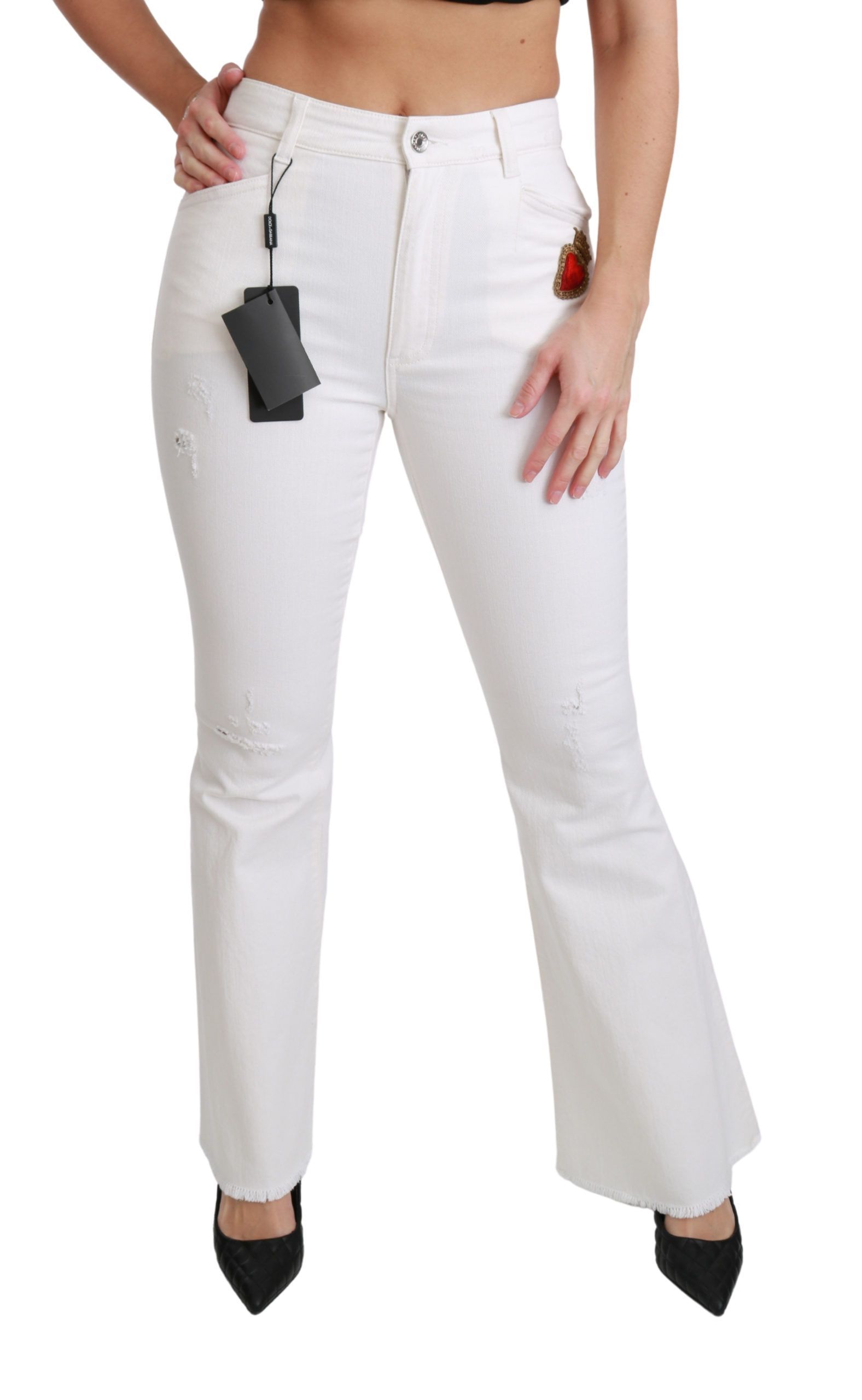 Heart Flared Stretch Cotton Women's Pants - Dolce & Gabbana - Modalova