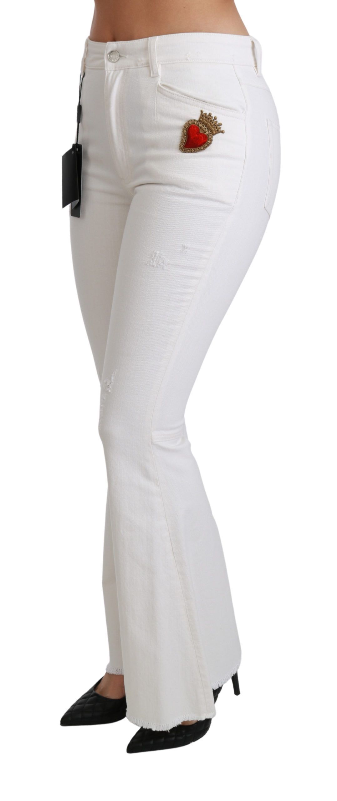 Heart Flared Stretch Cotton Women's Pants - Dolce & Gabbana - Modalova