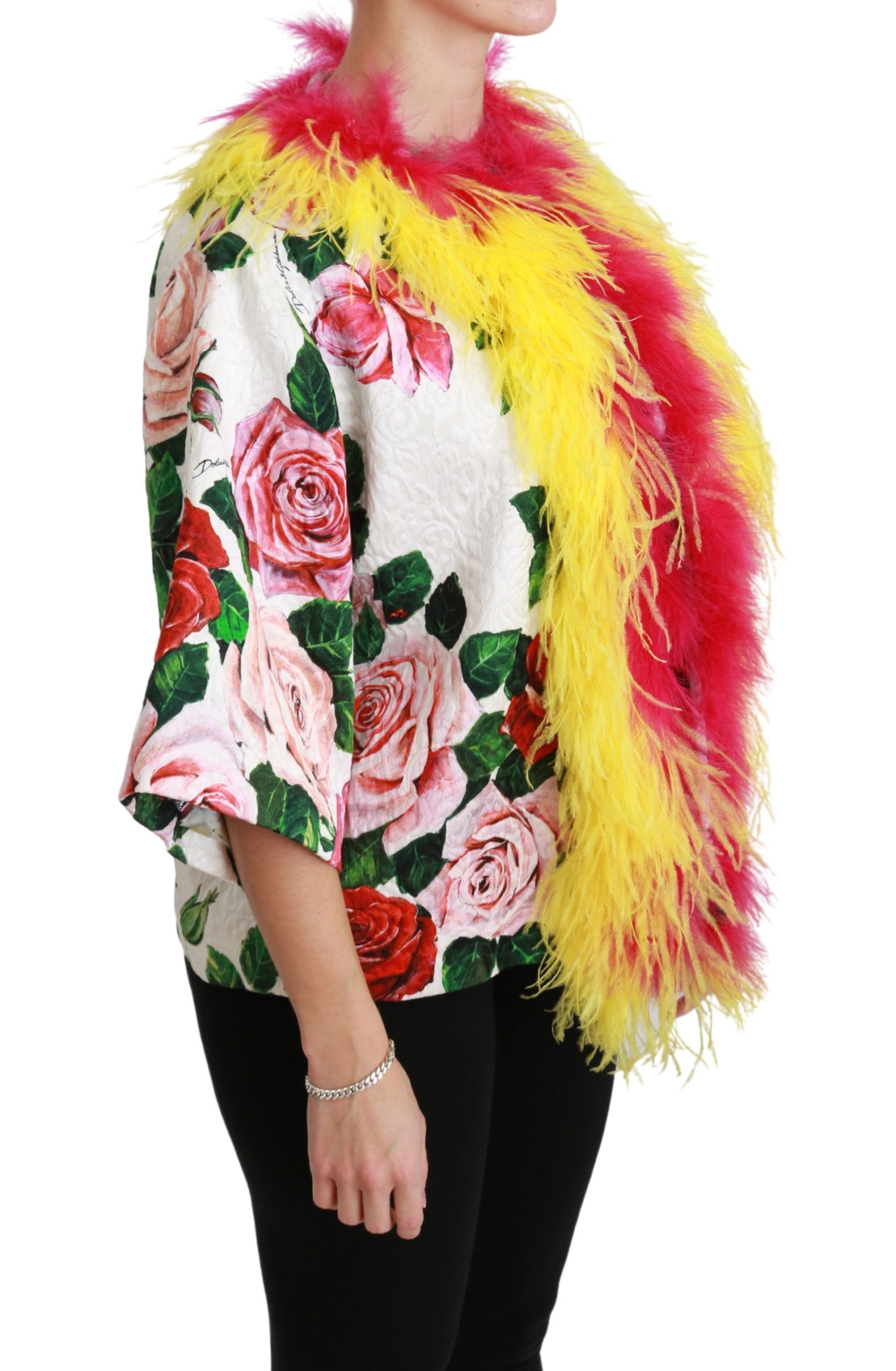Floral Coat Capte Fur Roses Women's Jacket - Dolce & Gabbana - Modalova