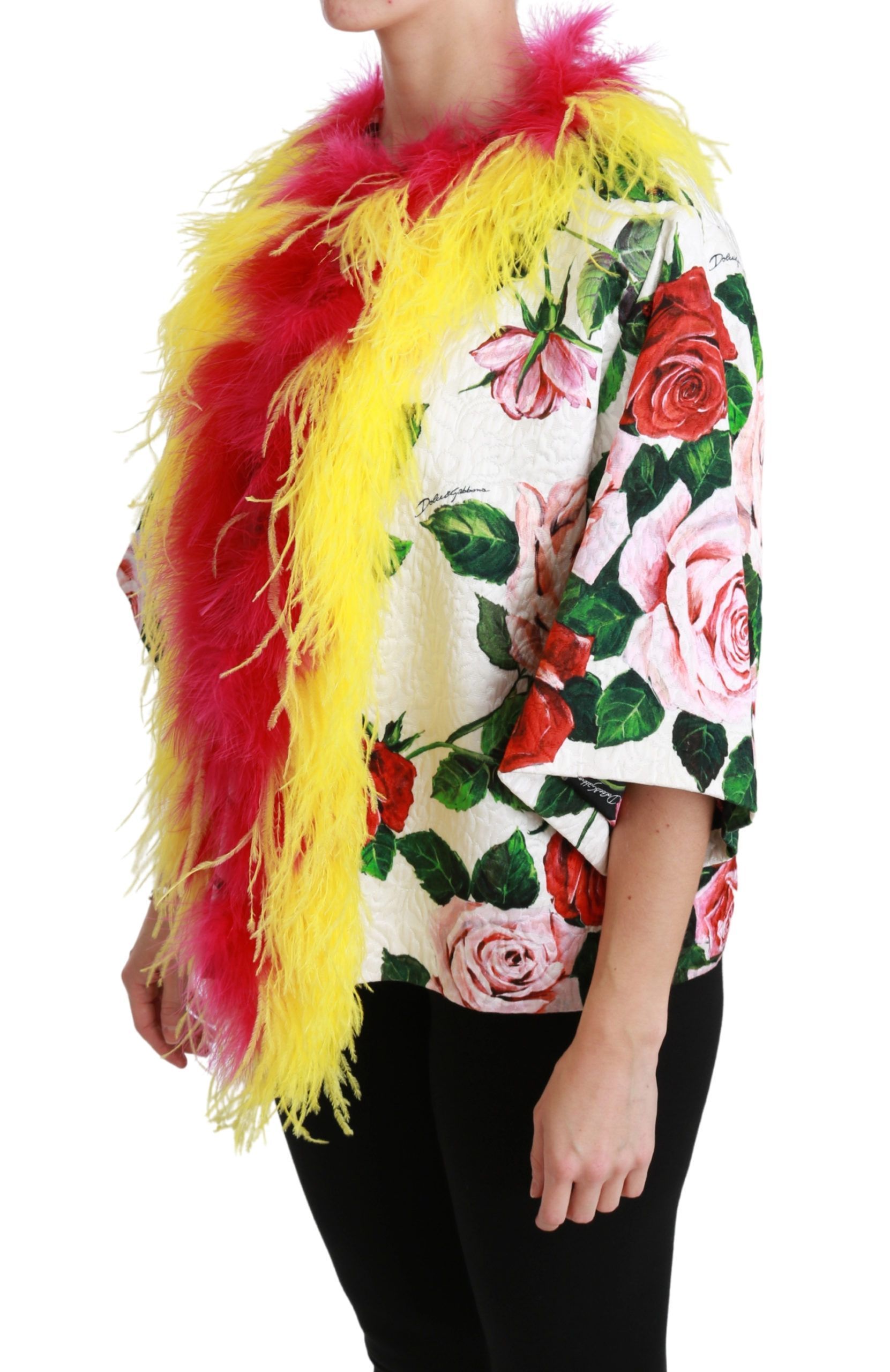 Floral Coat Capte Fur Roses Women's Jacket - Dolce & Gabbana - Modalova