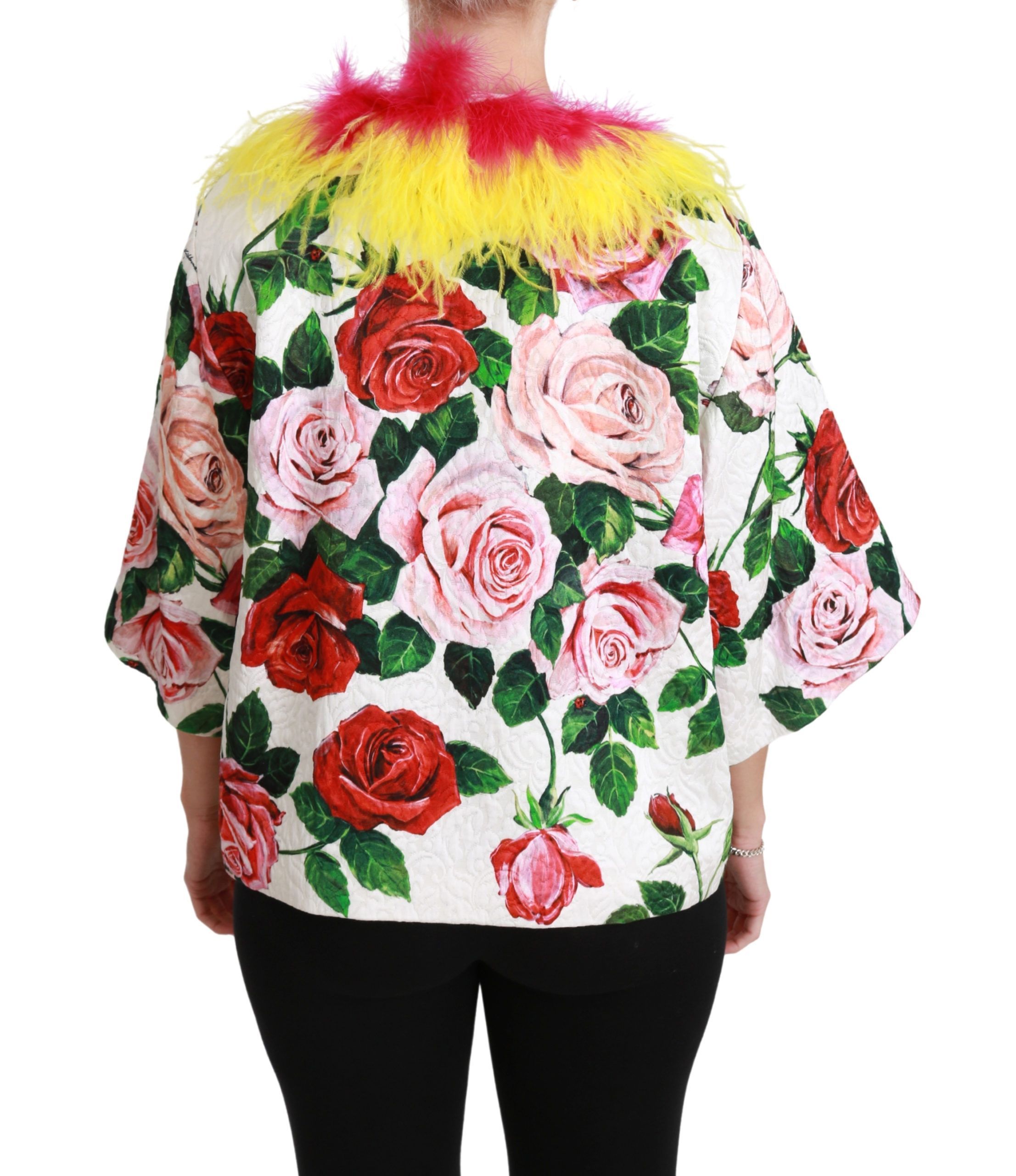 Floral Coat Capte Fur Roses Women's Jacket - Dolce & Gabbana - Modalova
