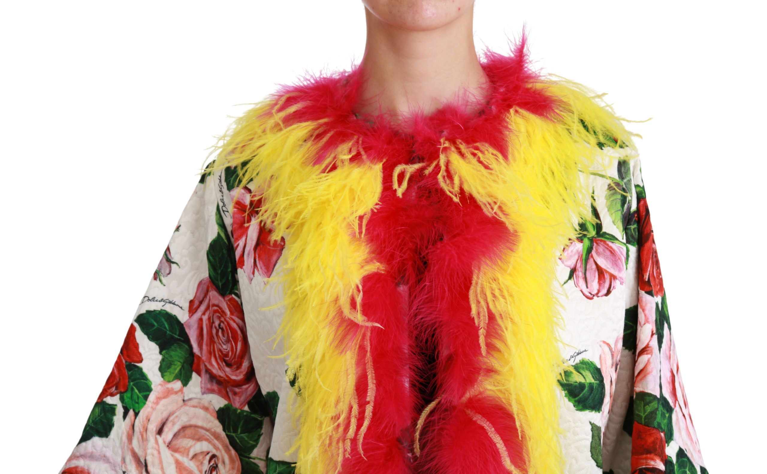 Floral Coat Capte Fur Roses Women's Jacket - Dolce & Gabbana - Modalova