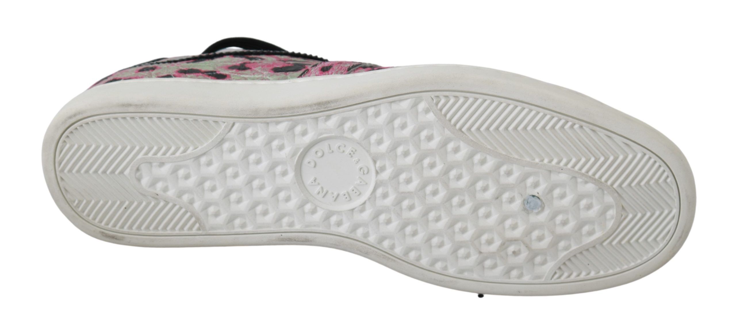 Pink Leopard Print Training Leather Flat Women's Sneakers - Dolce & Gabbana - Modalova
