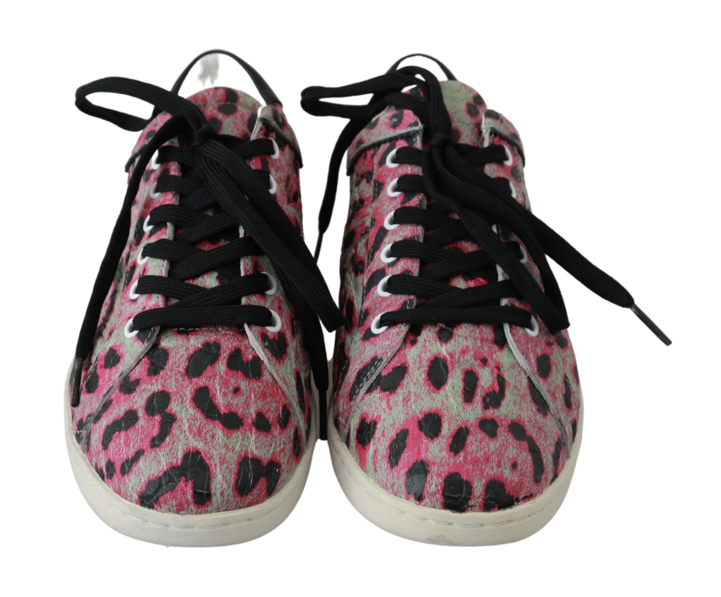 Pink Leopard Print Training Leather Flat Women's Sneakers - Dolce & Gabbana - Modalova