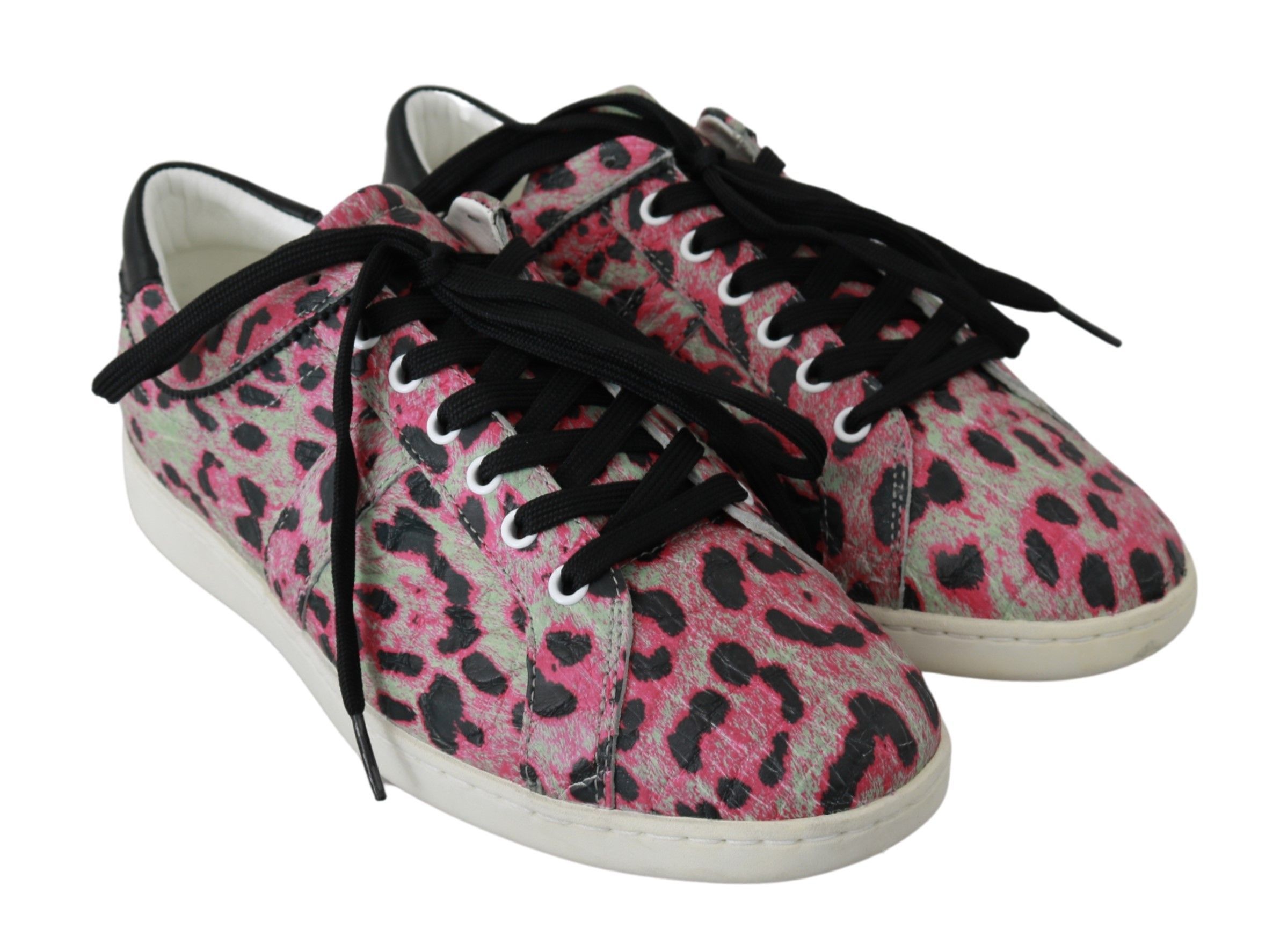 Pink Leopard Print Training Leather Flat Women's Sneakers - Dolce & Gabbana - Modalova
