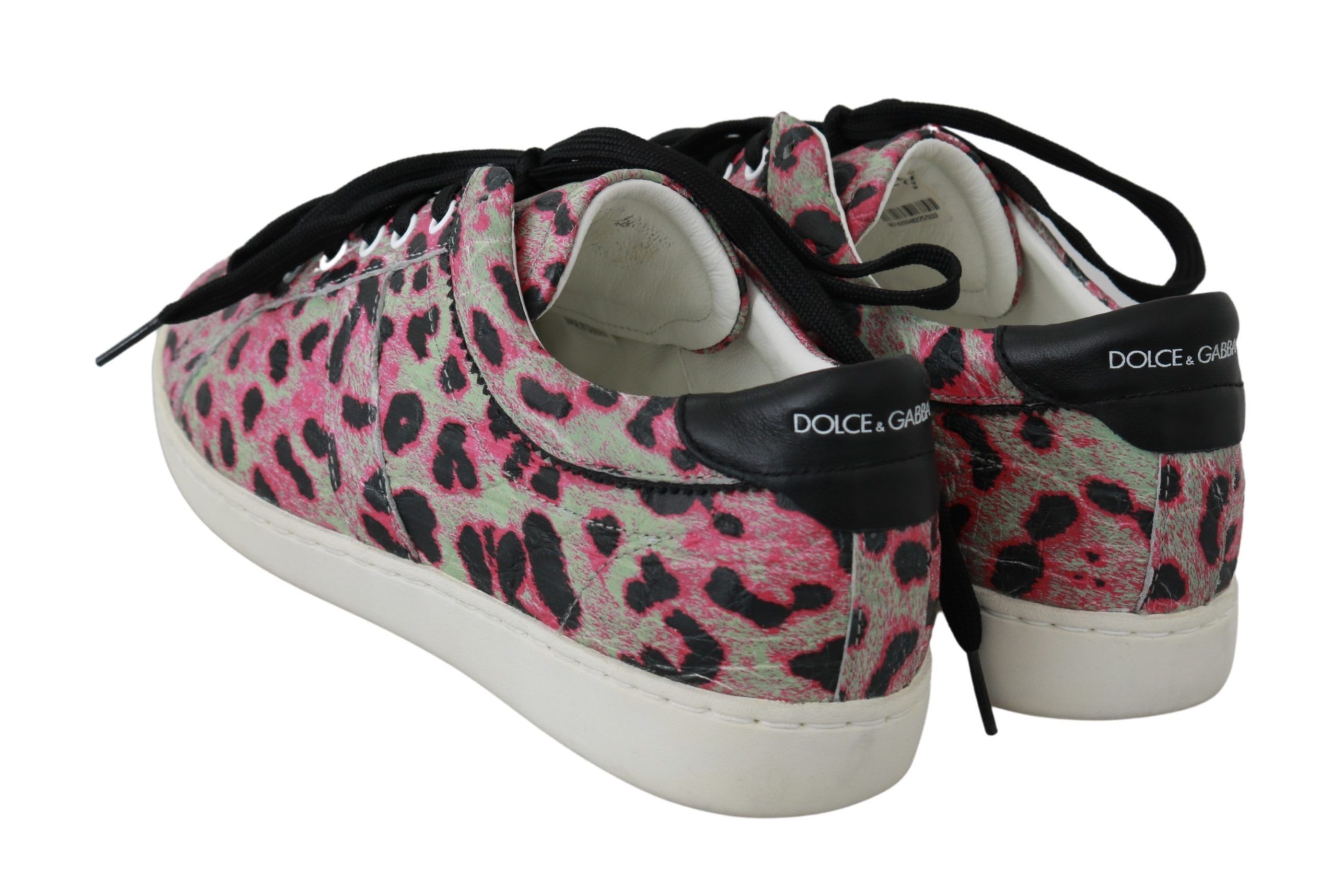 Pink Leopard Print Training Leather Flat Women's Sneakers - Dolce & Gabbana - Modalova