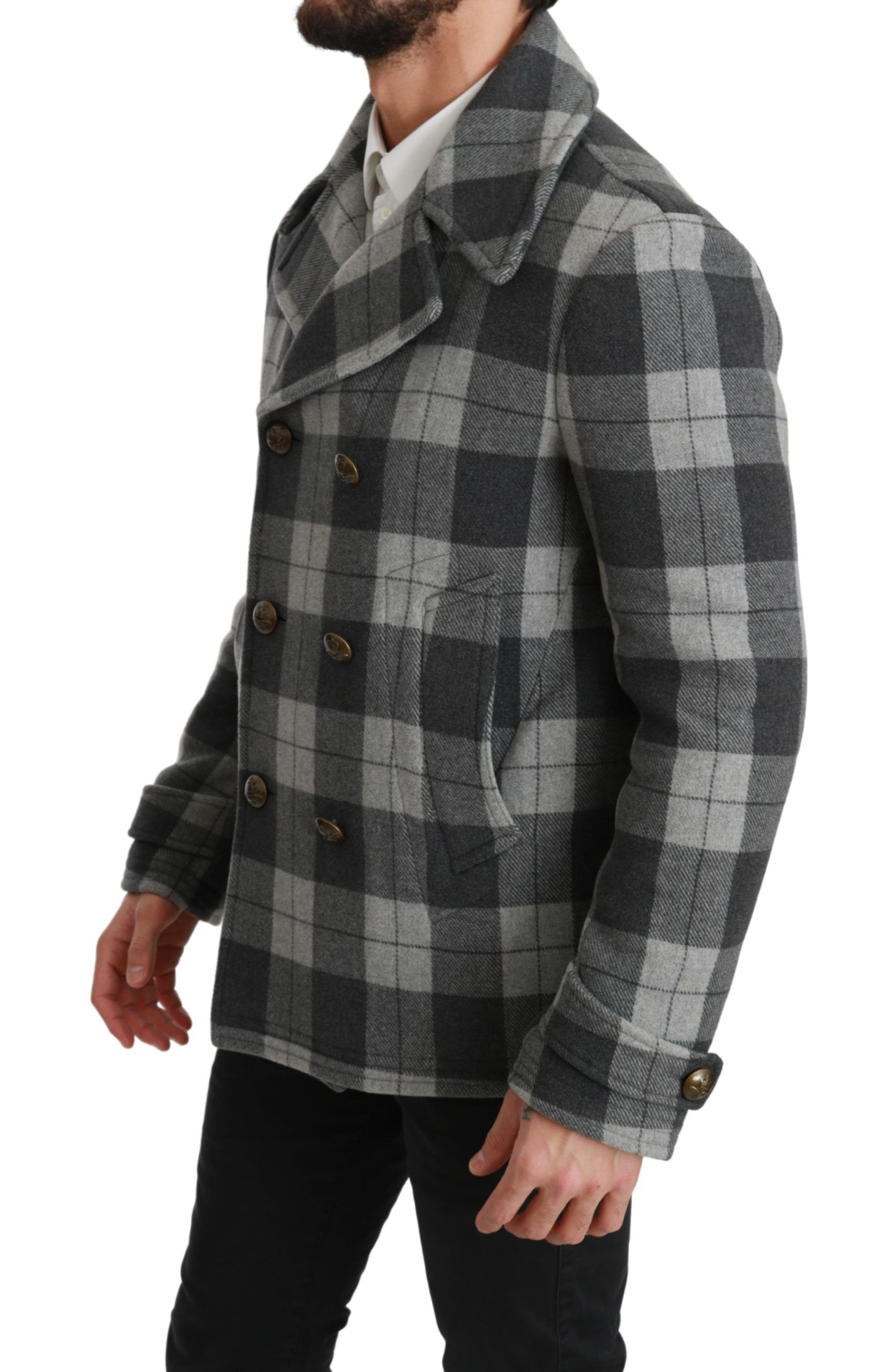 Check Wool Cashmere Coat Men's Jacket - Dolce & Gabbana - Modalova