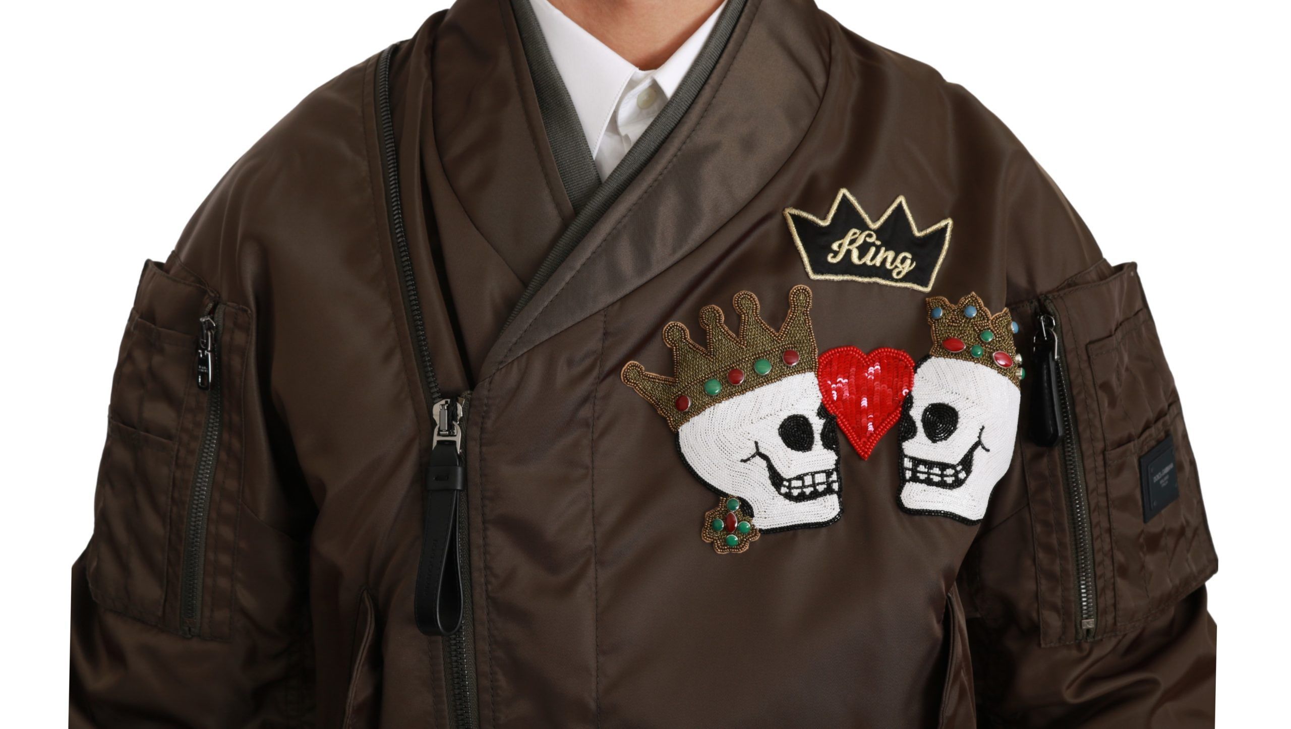 Beaded Crown Skull Logo Men's Jacket - Dolce & Gabbana - Modalova