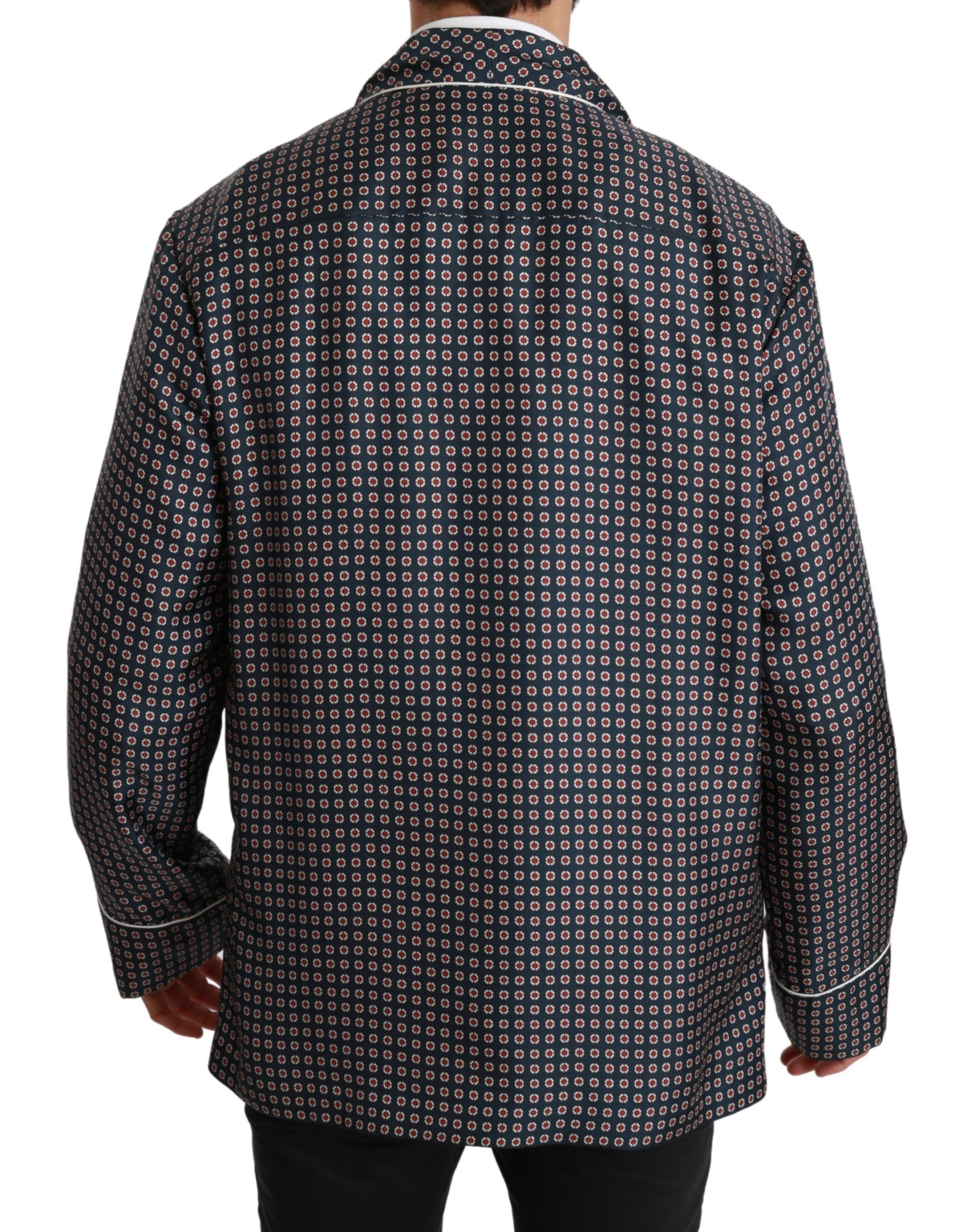 Navy Patterned Double Breasted Coat Men's Jacket - Dolce & Gabbana - Modalova