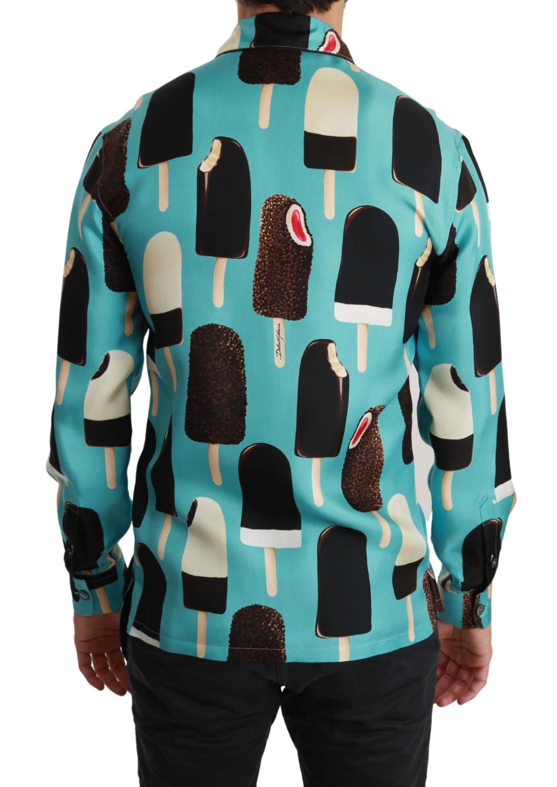 Silk Ice Cream Print Casual Men's Shirt - Dolce & Gabbana - Modalova