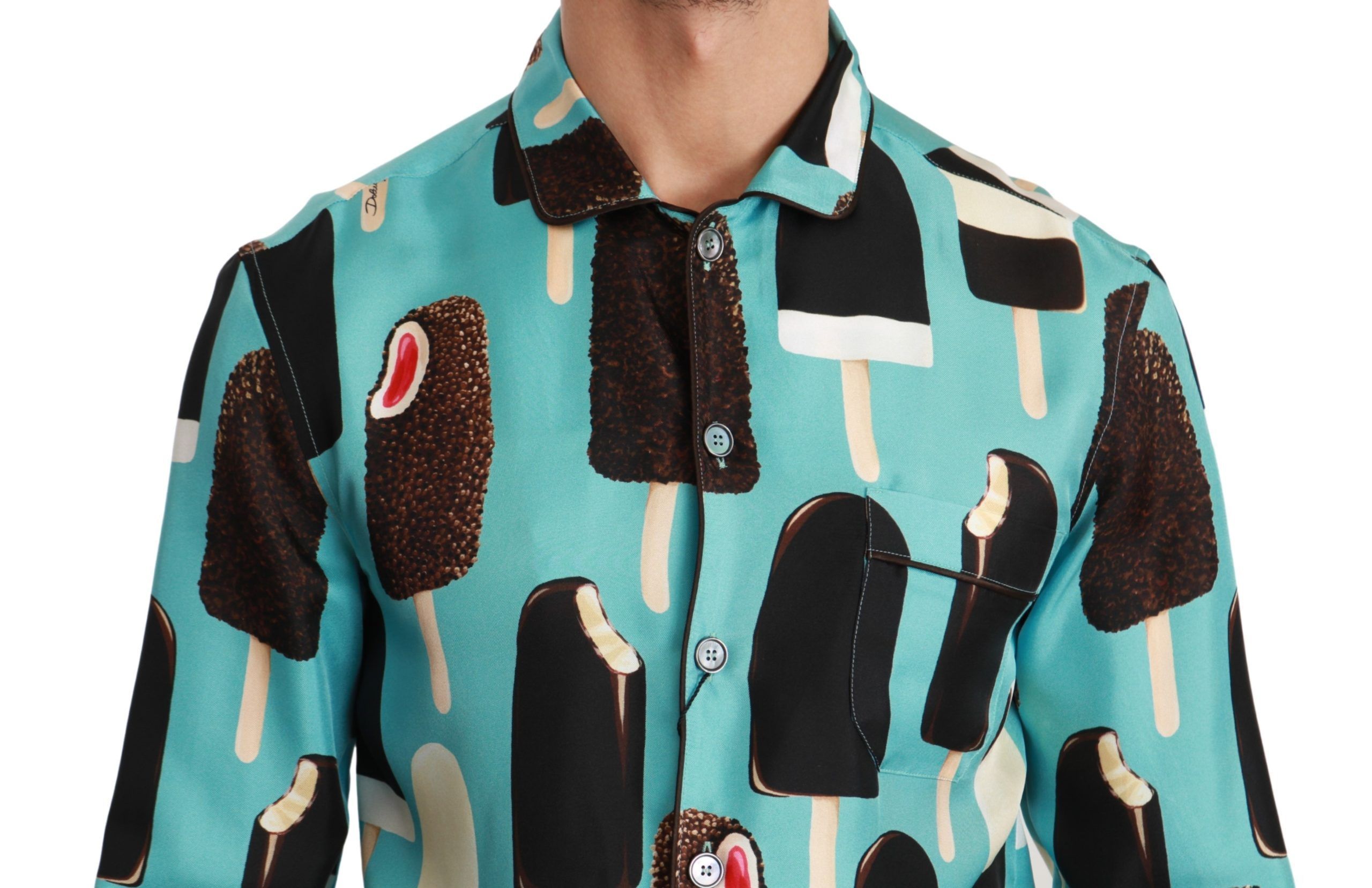 Silk Ice Cream Print Casual Men's Shirt - Dolce & Gabbana - Modalova