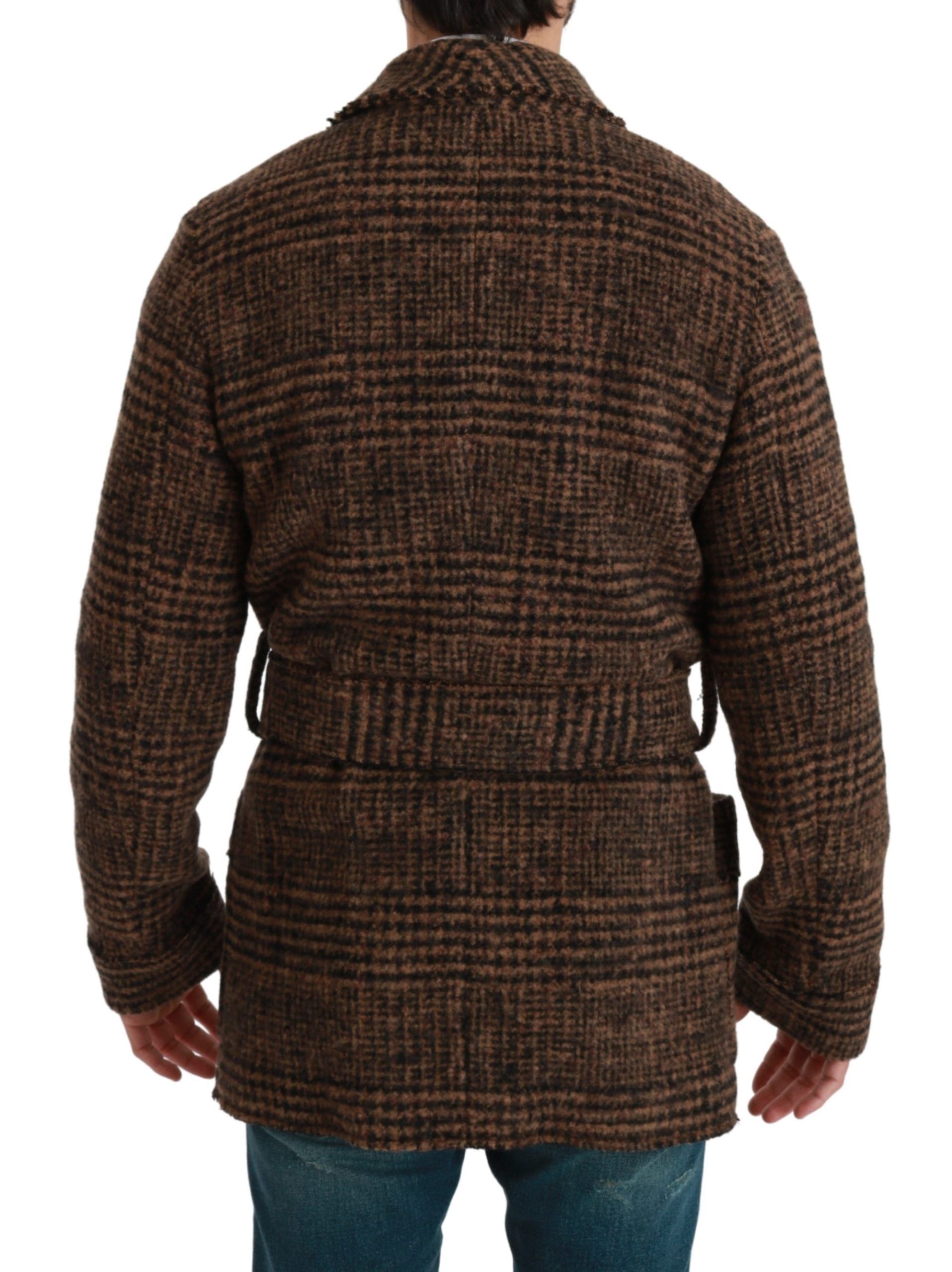 Checkered Wool Robe Coat Wrap Men's Jacket - Dolce & Gabbana - Modalova