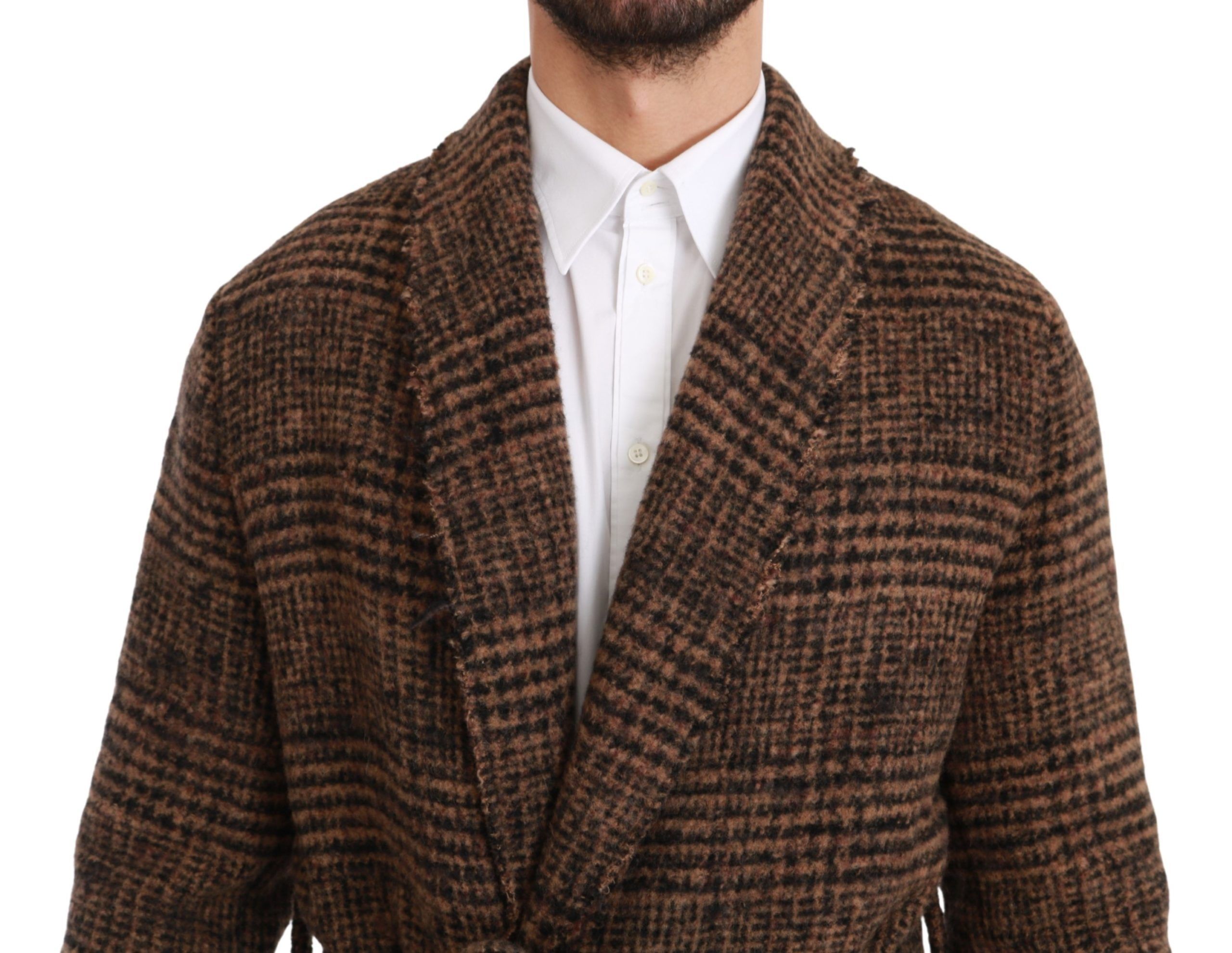 Checkered Wool Robe Coat Wrap Men's Jacket - Dolce & Gabbana - Modalova