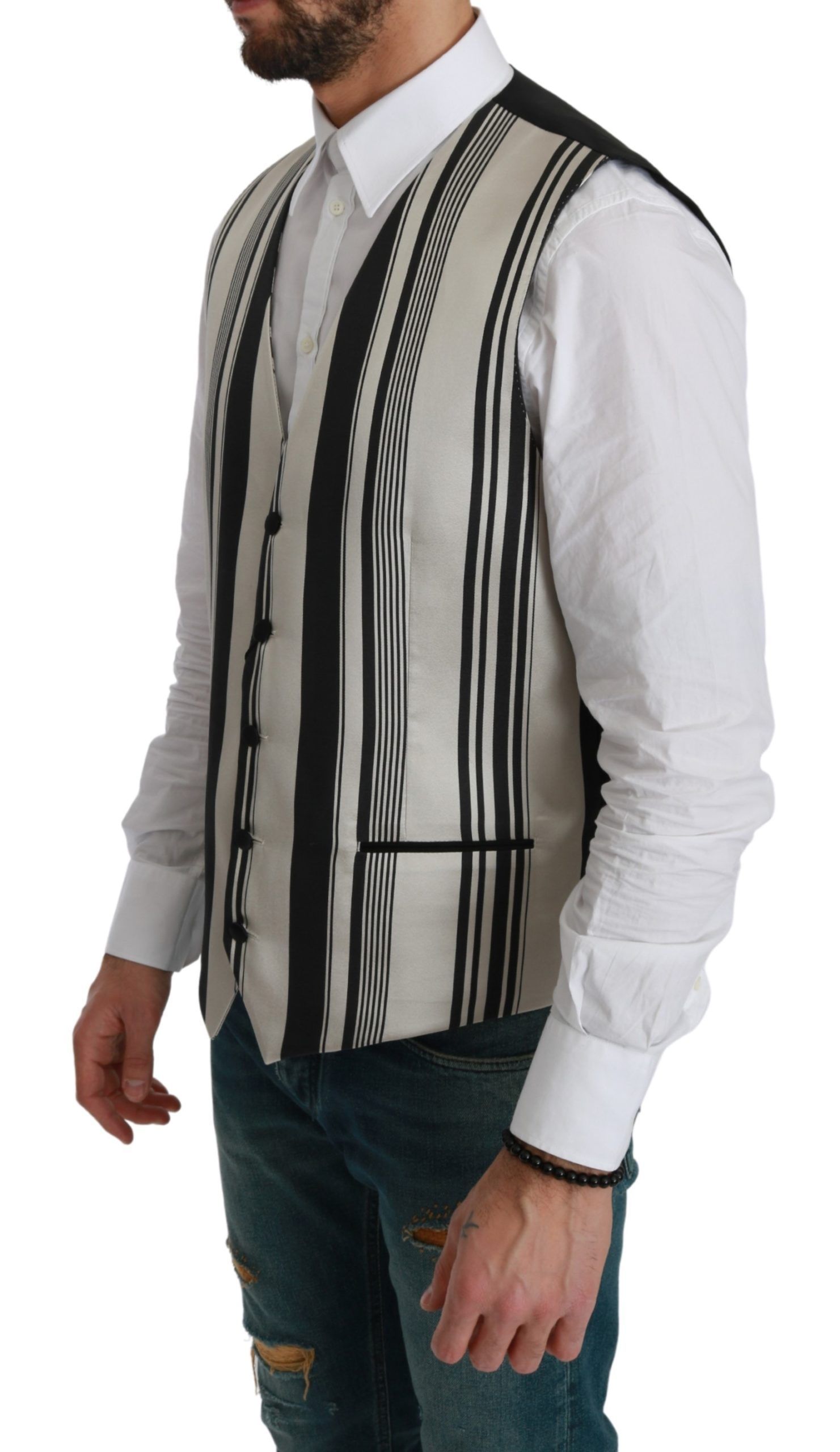 Black Stripes Waistcoat Formal Men's Vest - Dolce & Gabbana - Modalova