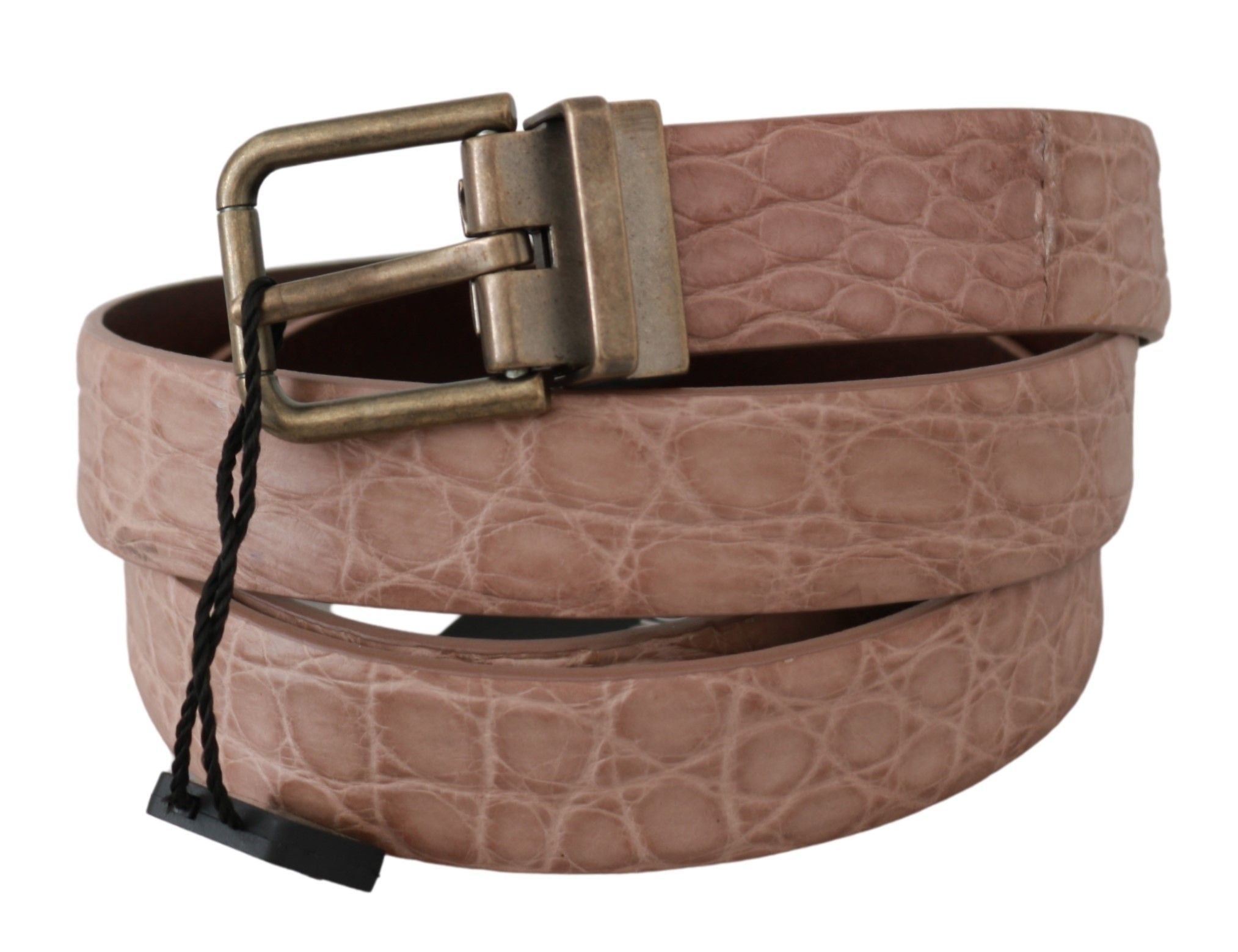 Exotic Skin Gold Buckle Leather Men's Belt - Dolce & Gabbana - Modalova
