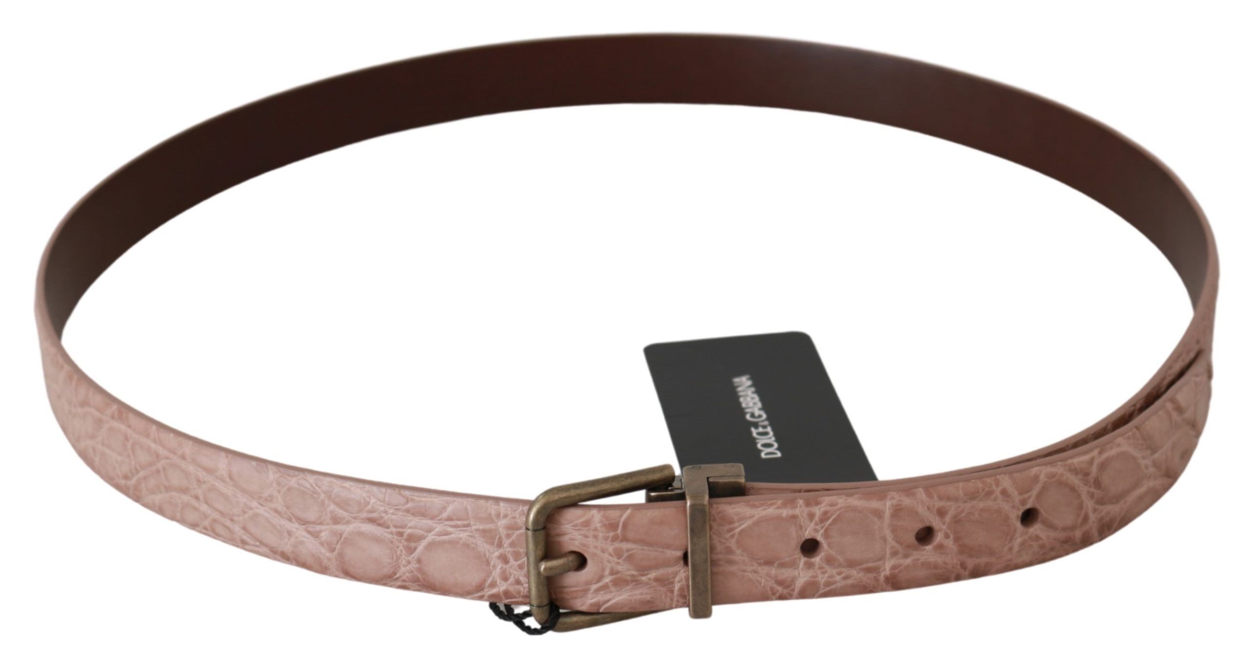 Exotic Skin Gold Buckle Leather Men's Belt - Dolce & Gabbana - Modalova