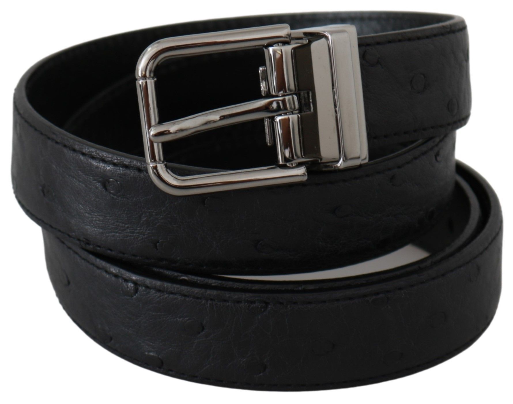 Exotic Skin Pattern Silver Buckle Men's Belt - Dolce & Gabbana - Modalova