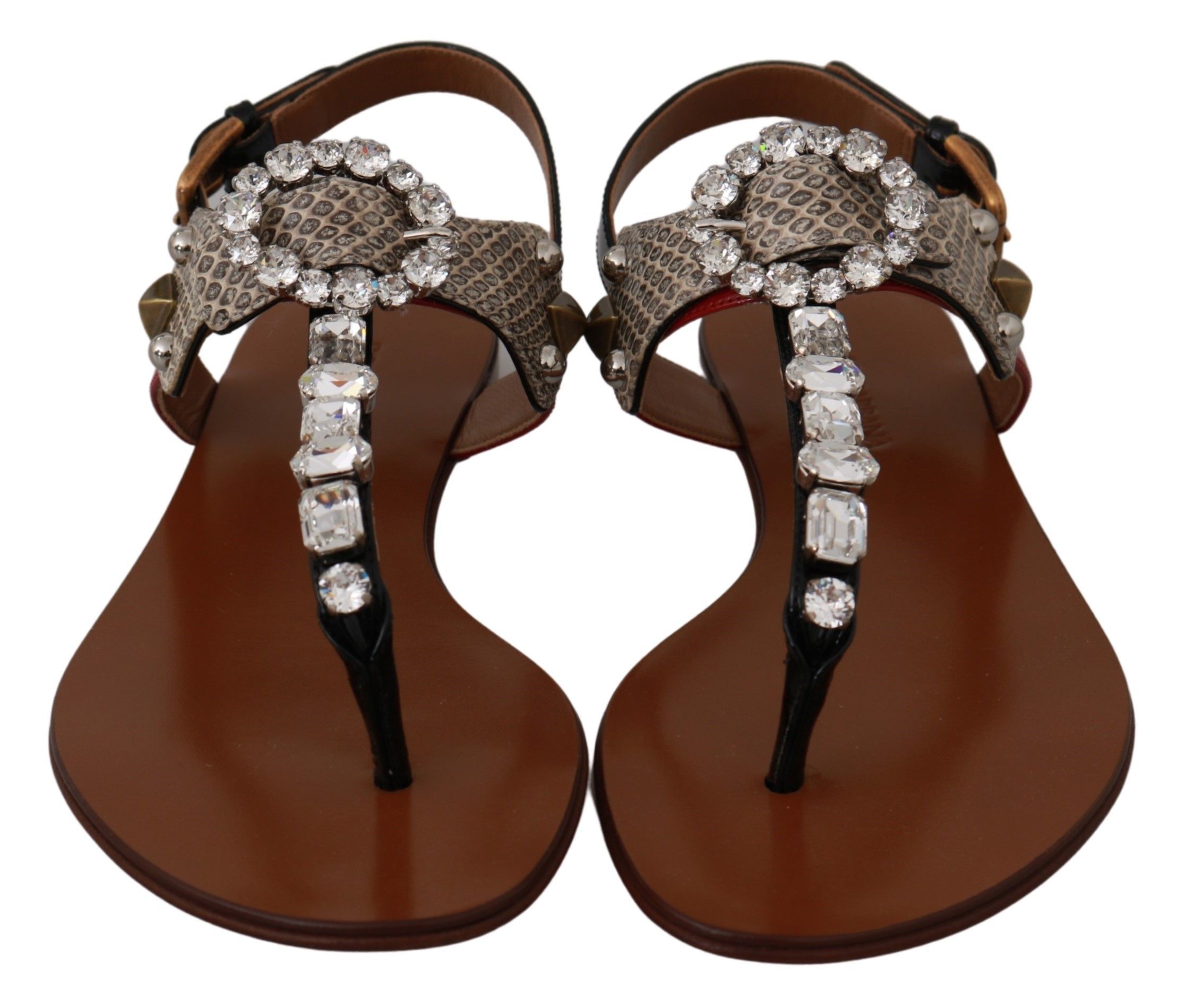 Leather Ayers Crystal Sandals Flip Flops Women's Shoes - Dolce & Gabbana - Modalova
