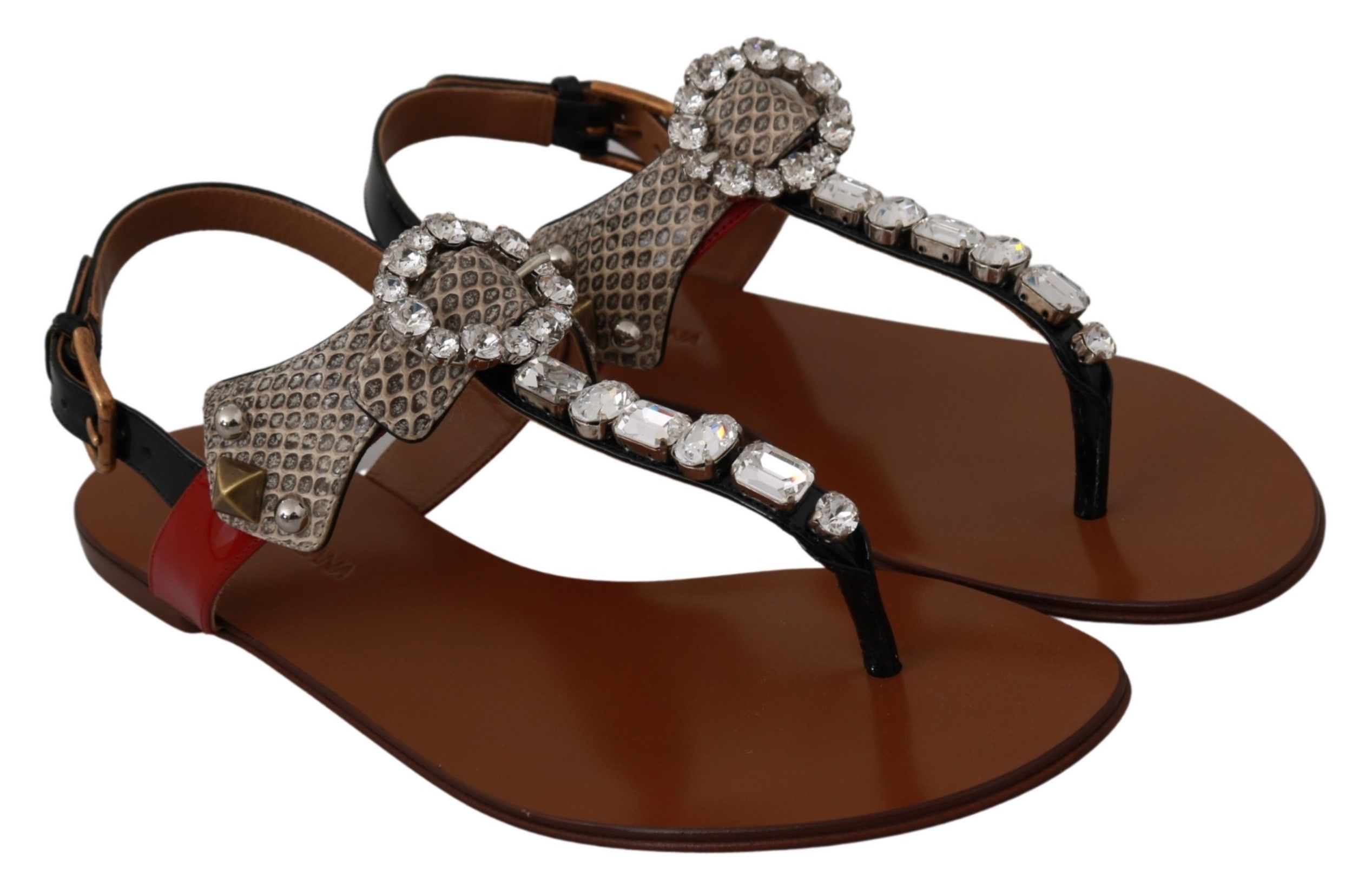 Leather Ayers Crystal Sandals Flip Flops Women's Shoes - Dolce & Gabbana - Modalova