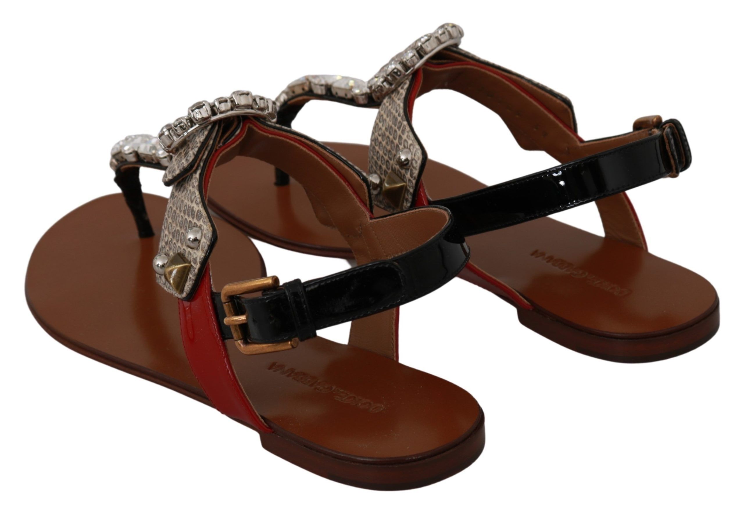 Leather Ayers Crystal Sandals Flip Flops Women's Shoes - Dolce & Gabbana - Modalova
