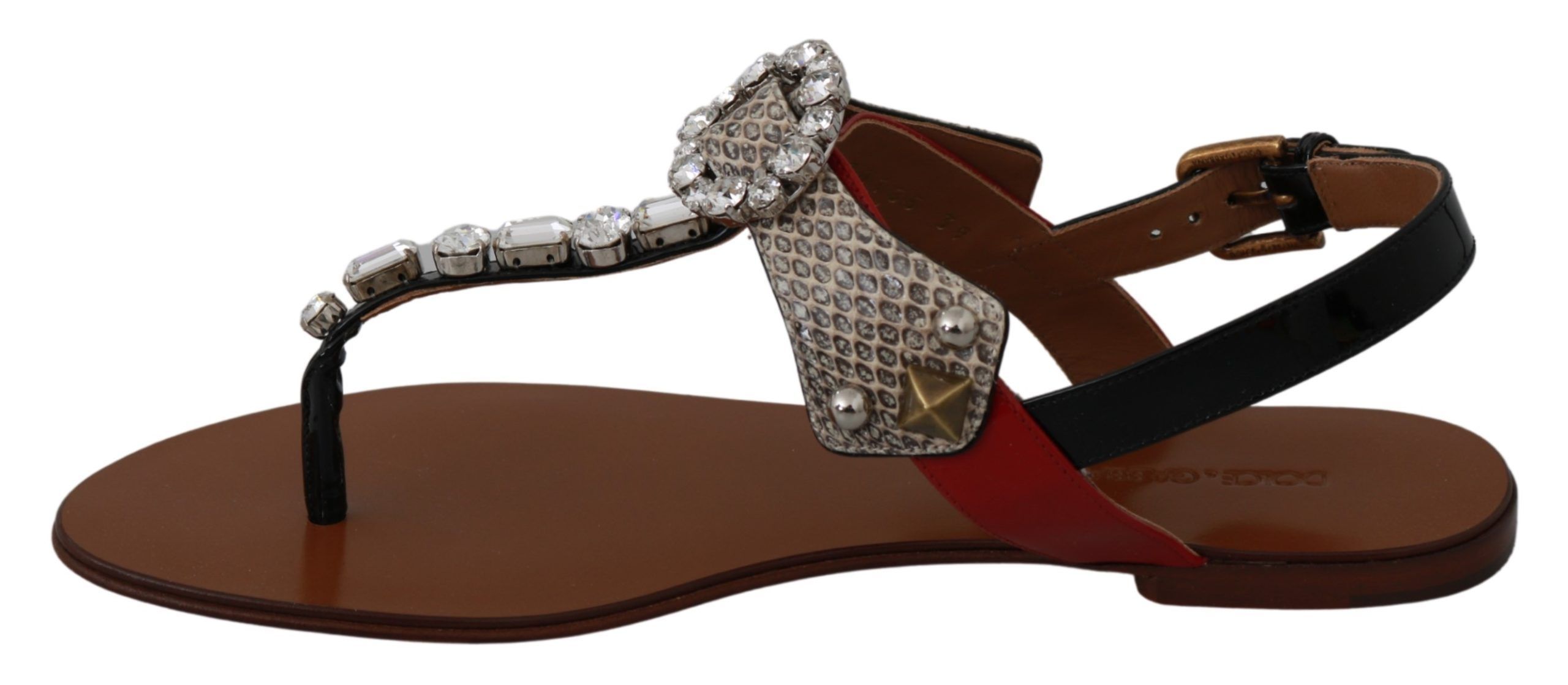 Leather Ayers Crystal Sandals Flip Flops Women's Shoes - Dolce & Gabbana - Modalova