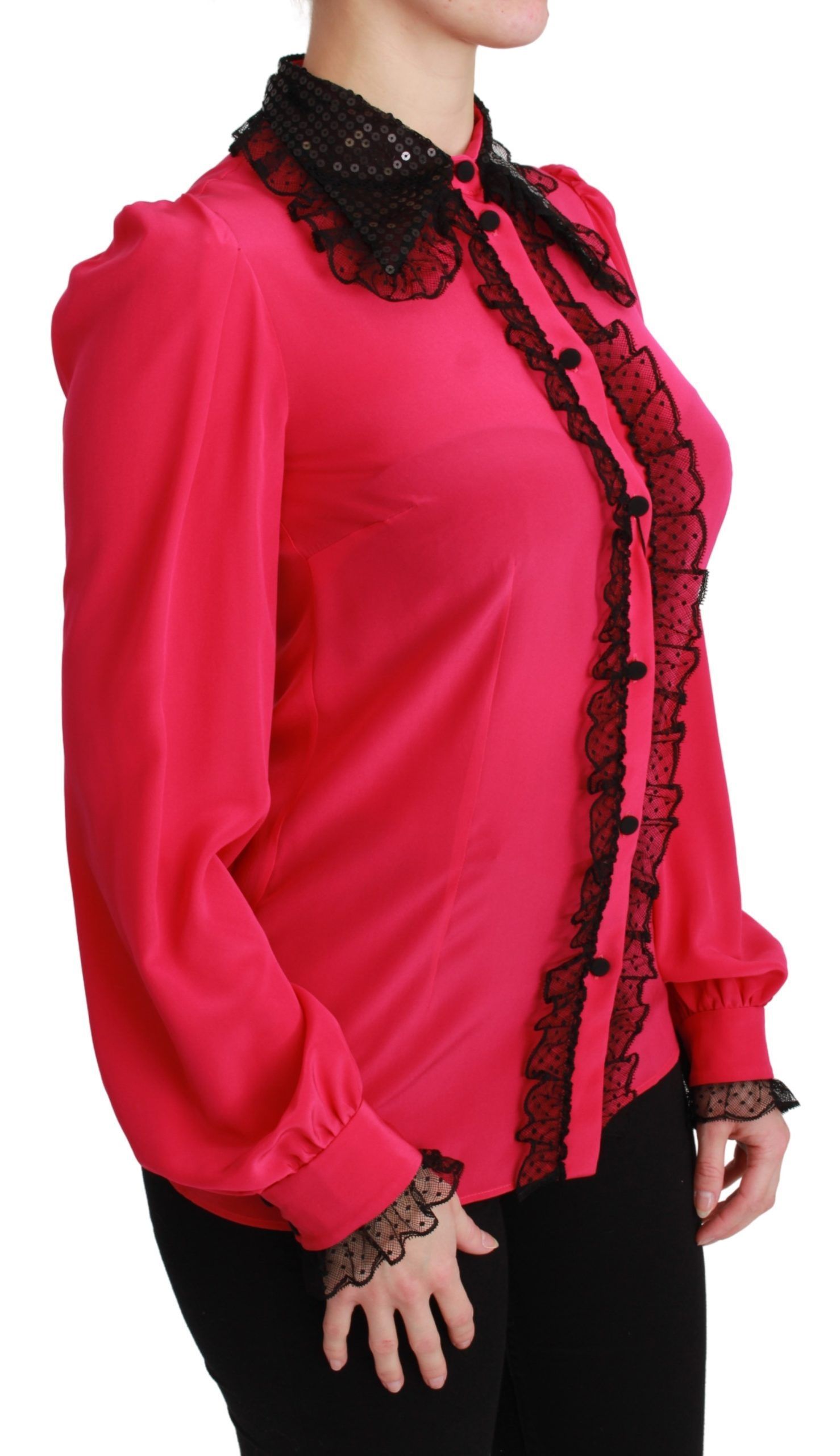 Silk Black Sequin Lace Shirt Women's Blouse - Dolce & Gabbana - Modalova