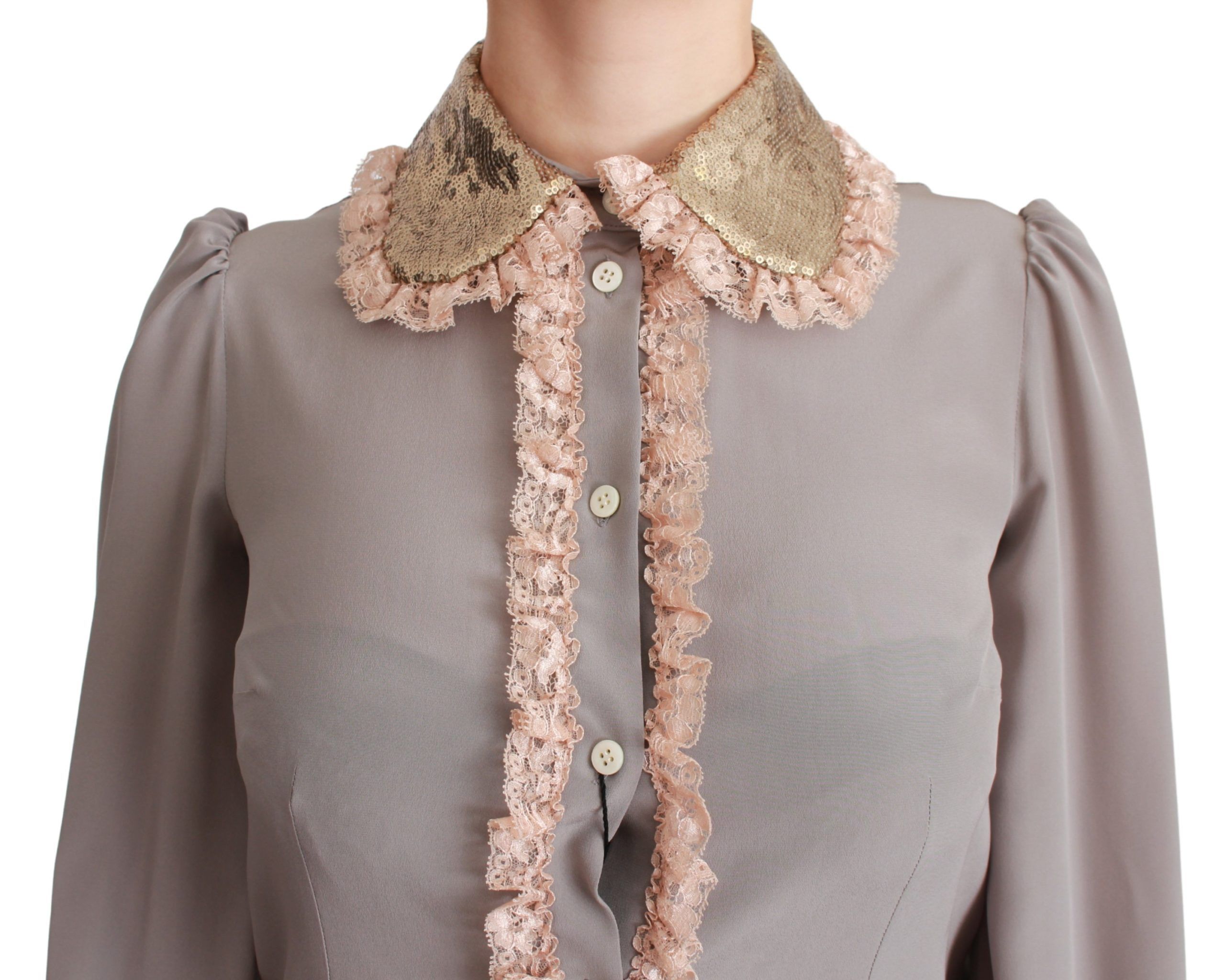 Silk Gold Sequin Lace Blouse Women's Shirt - Dolce & Gabbana - Modalova