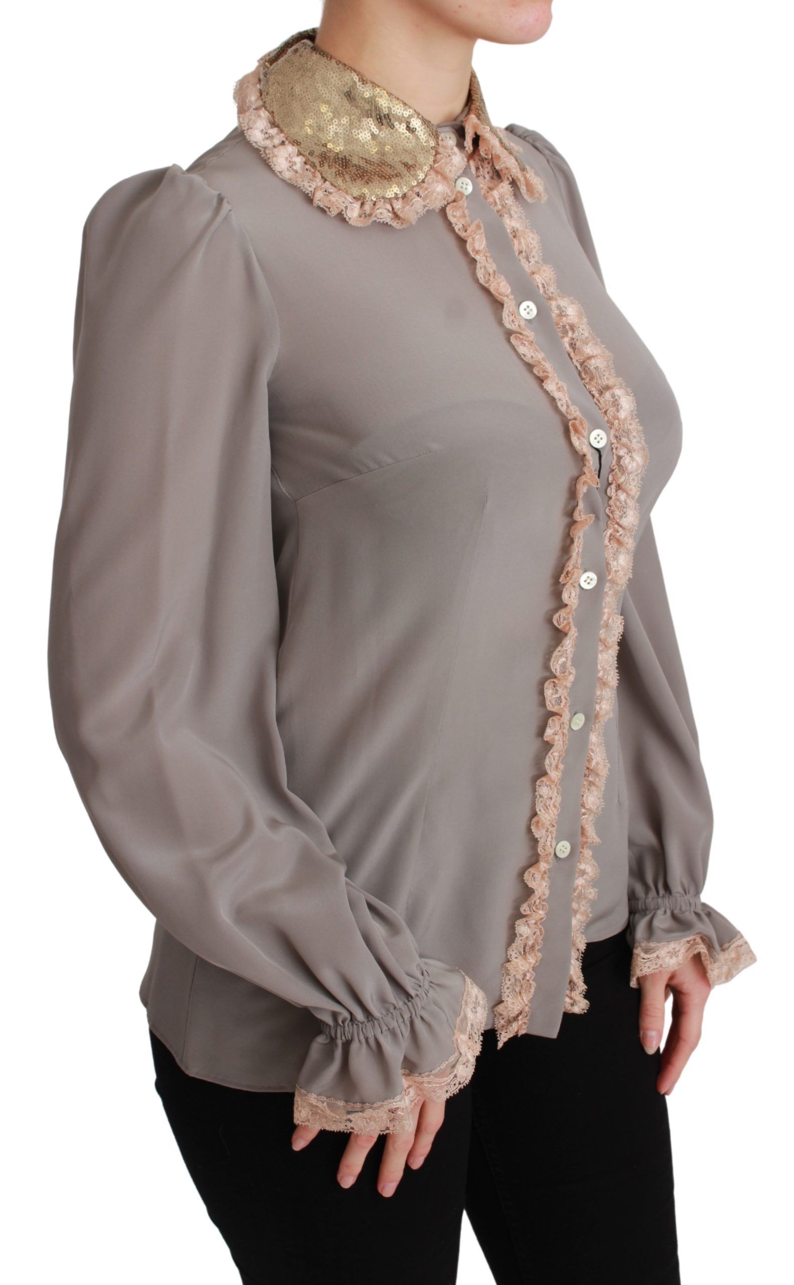 Silk Gold Sequin Lace Blouse Women's Shirt - Dolce & Gabbana - Modalova
