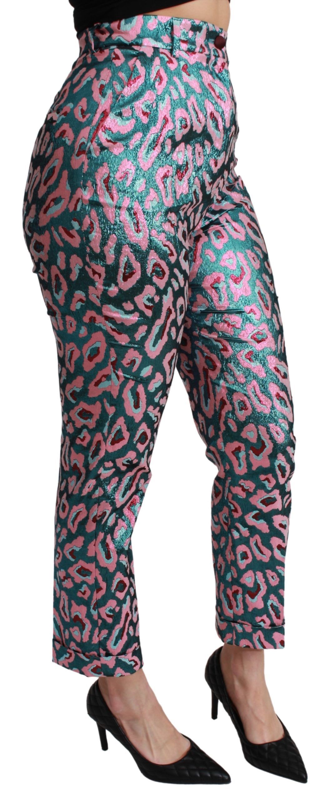 Patterned Cropped High Waist Women's Pants - Dolce & Gabbana - Modalova