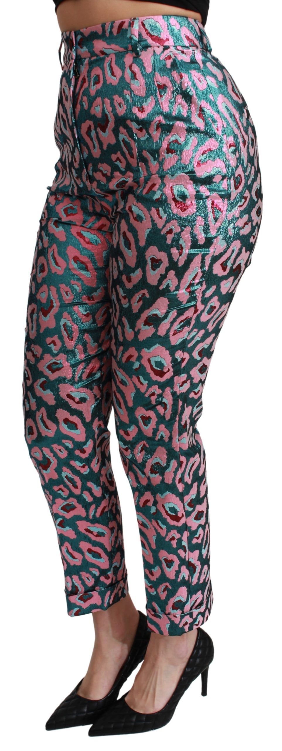Patterned Cropped High Waist Women's Pants - Dolce & Gabbana - Modalova