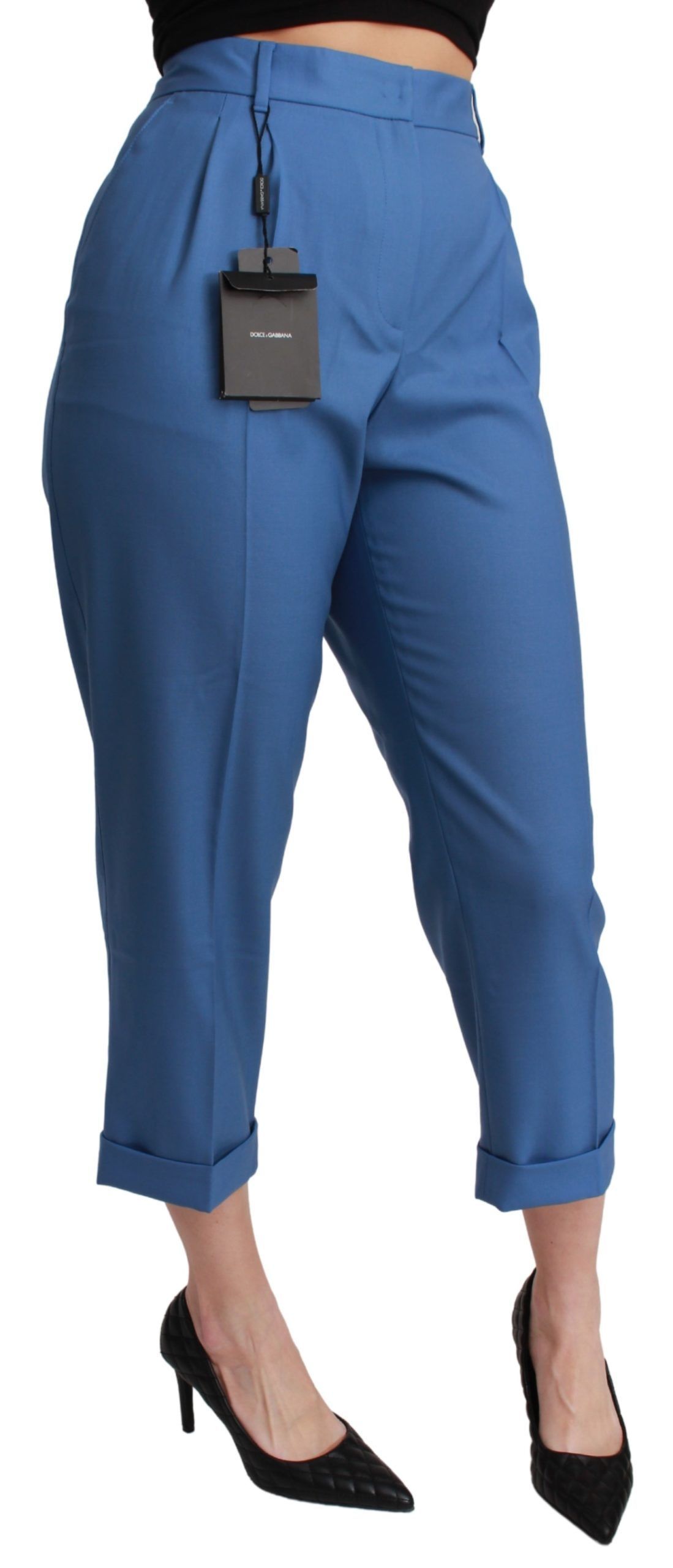 Pleated Wool Cuffed Cropped Trouser Women's Pants - Dolce & Gabbana - Modalova