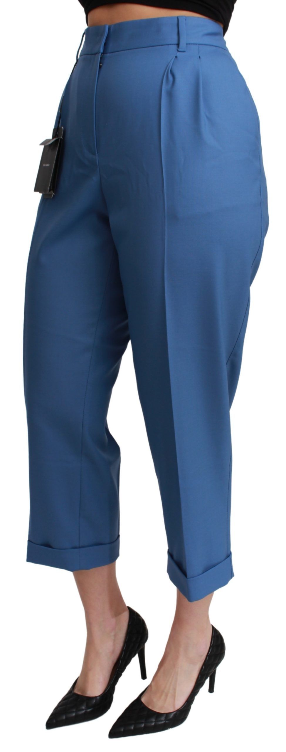Pleated Wool Cuffed Cropped Trouser Women's Pants - Dolce & Gabbana - Modalova