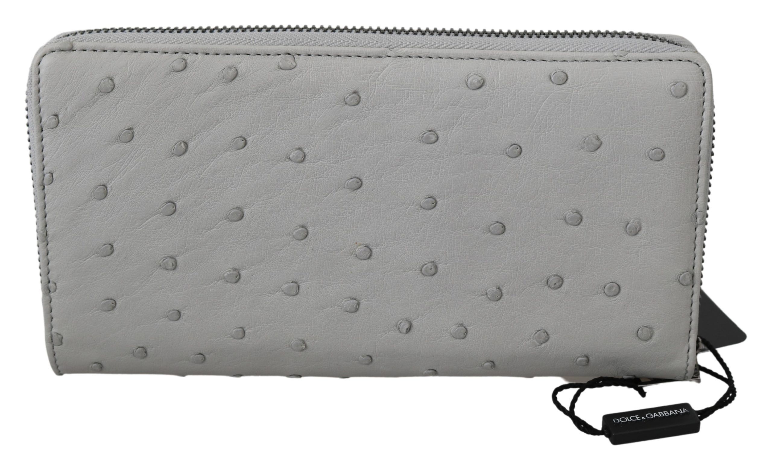 White Ostrich Leather Continental Mens Clutch Men's Wallet - Dolce & Gabbana - Modalova