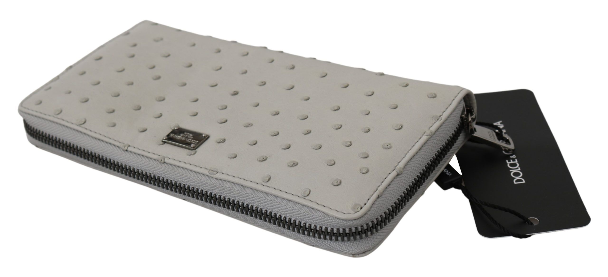 White Ostrich Leather Continental Mens Clutch Men's Wallet - Dolce & Gabbana - Modalova