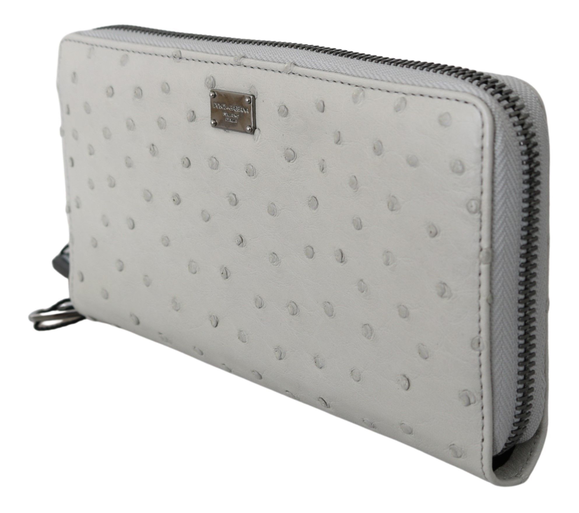 White Ostrich Leather Continental Mens Clutch Men's Wallet - Dolce & Gabbana - Modalova