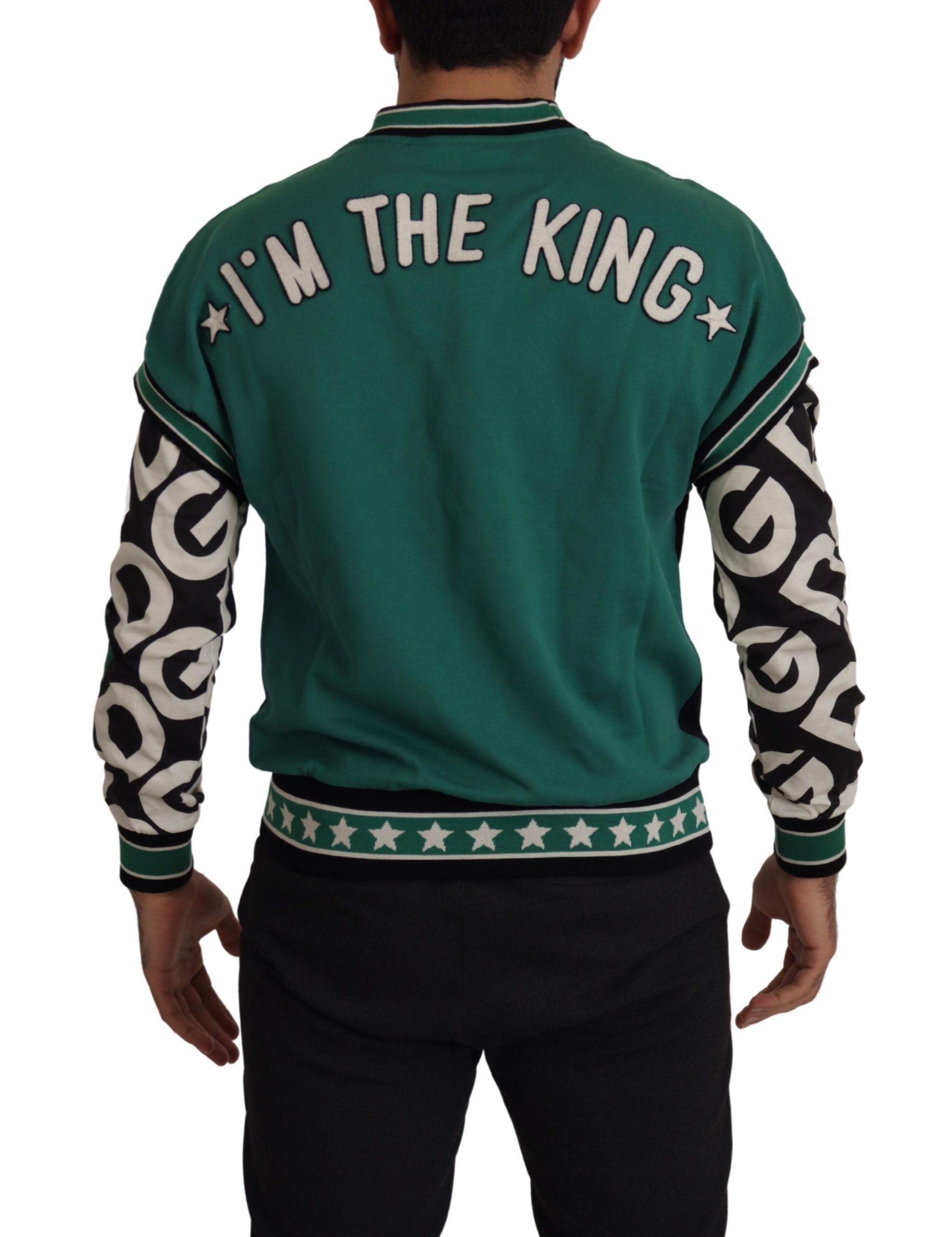 Green Cotton KING Star Crewneck Pullover Men's Sweater - Dolce & Gabbana - Modalova