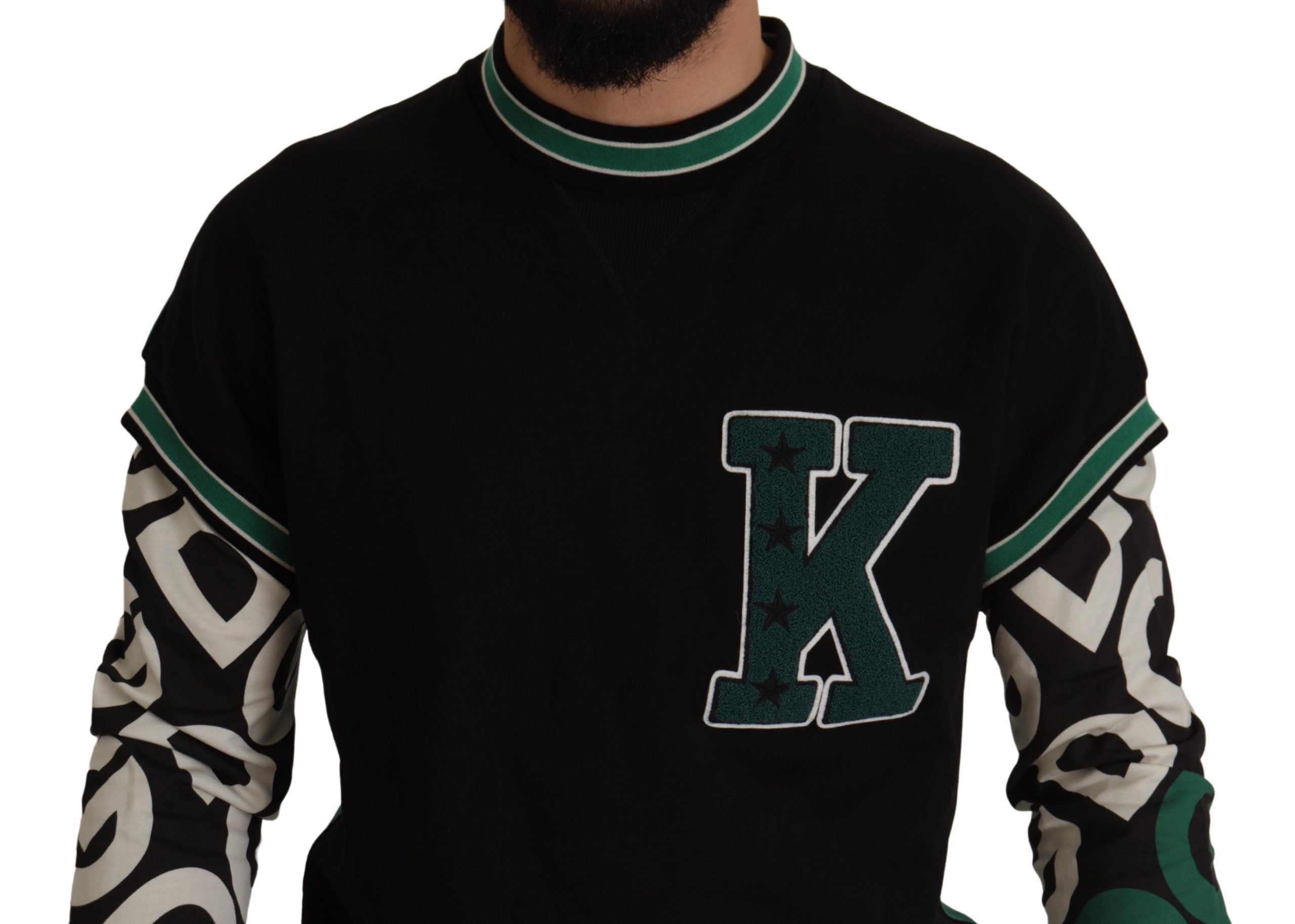 Green Cotton KING Star Crewneck Pullover Men's Sweater - Dolce & Gabbana - Modalova