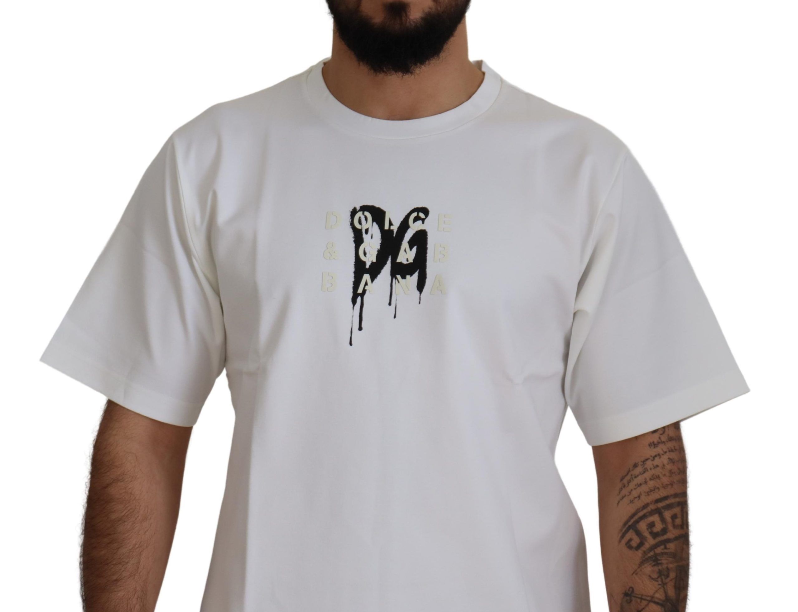Logo Print Cotton Crewneck Men's T-shirt - Dolce & Gabbana - Modalova