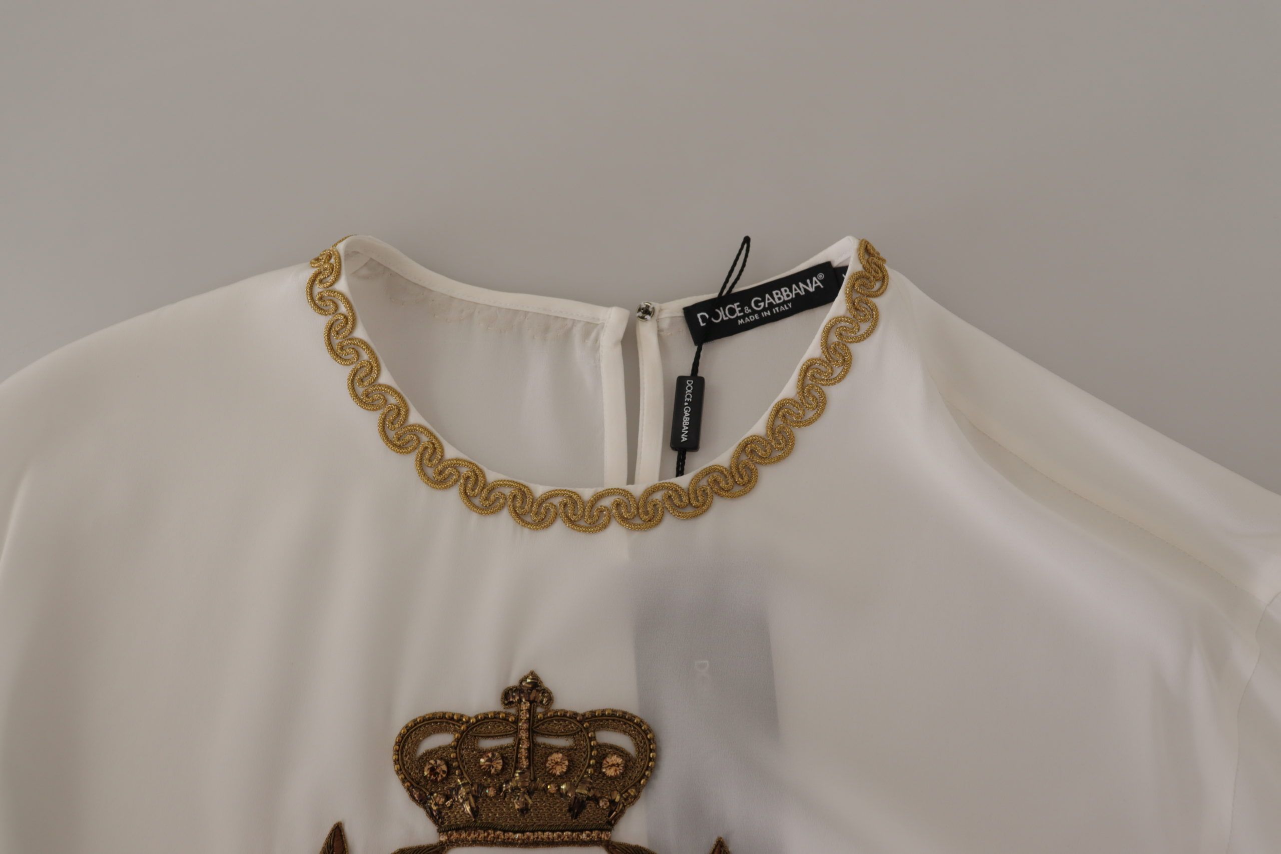 Silk Gold DG Crown Crystal Blouse Women's Top - Dolce & Gabbana - Modalova