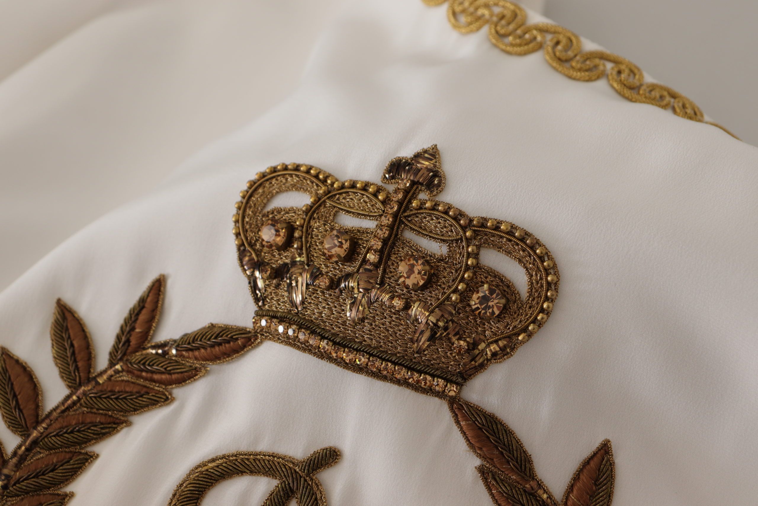 Silk Gold DG Crown Crystal Blouse Women's Top - Dolce & Gabbana - Modalova