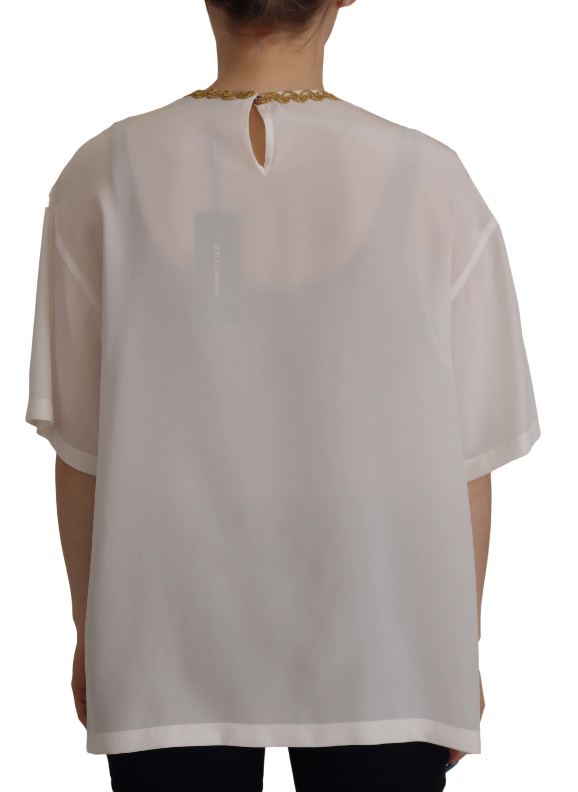 Silk Gold DG Crown Crystal Blouse Women's Top - Dolce & Gabbana - Modalova