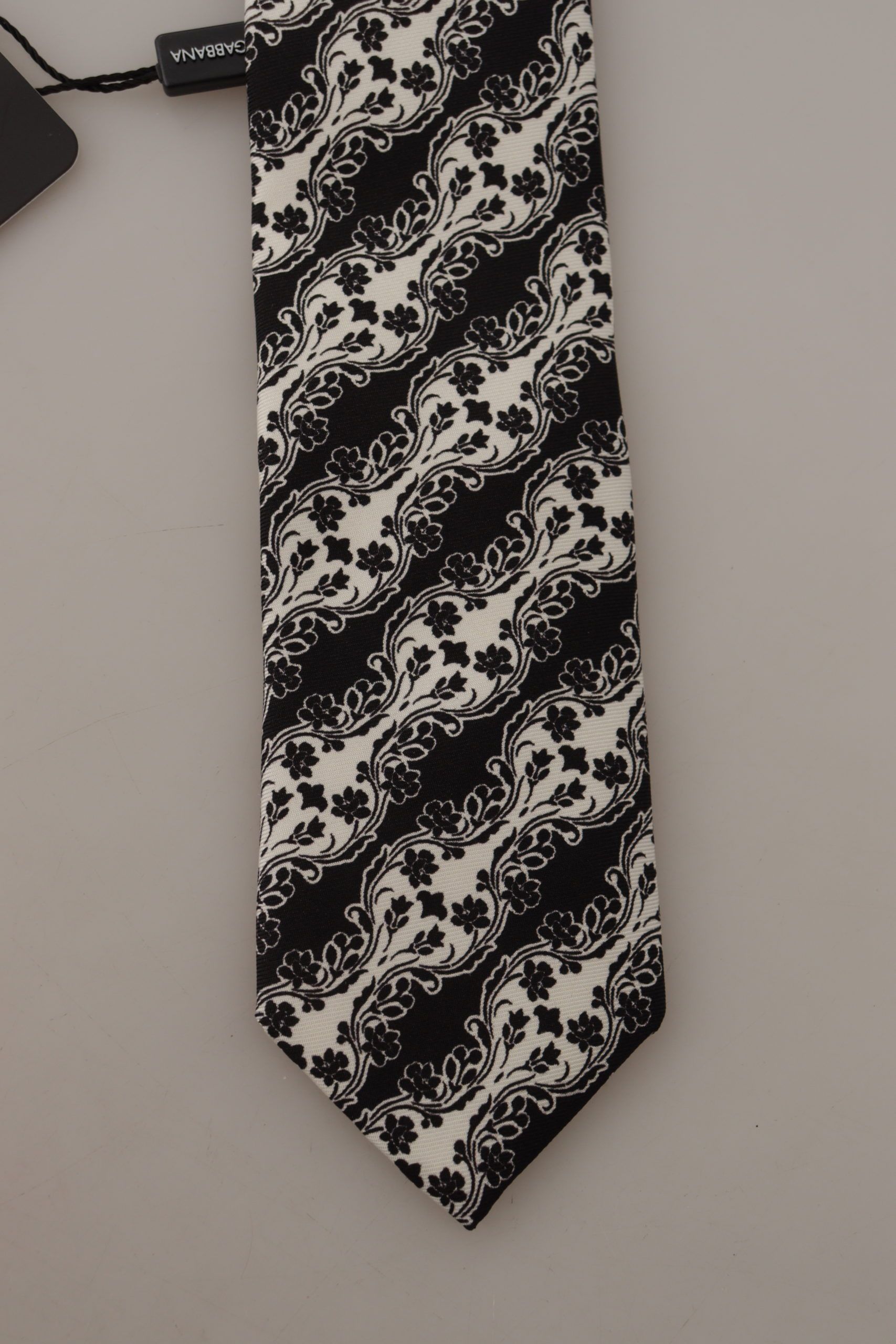White Flower 100% Silk Print Adjustable Accessory Men's Tie - Dolce & Gabbana - Modalova