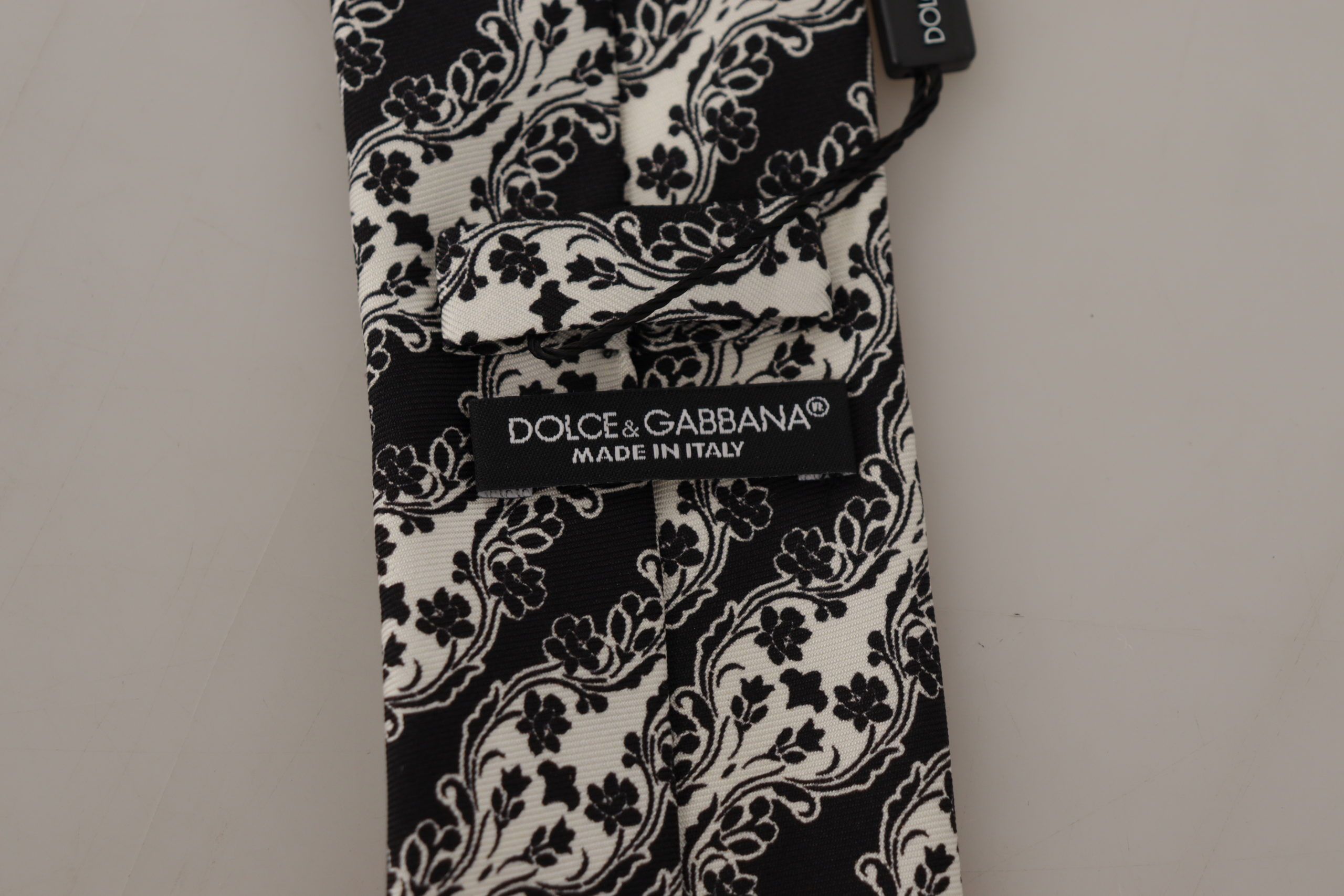White Flower 100% Silk Print Adjustable Accessory Men's Tie - Dolce & Gabbana - Modalova