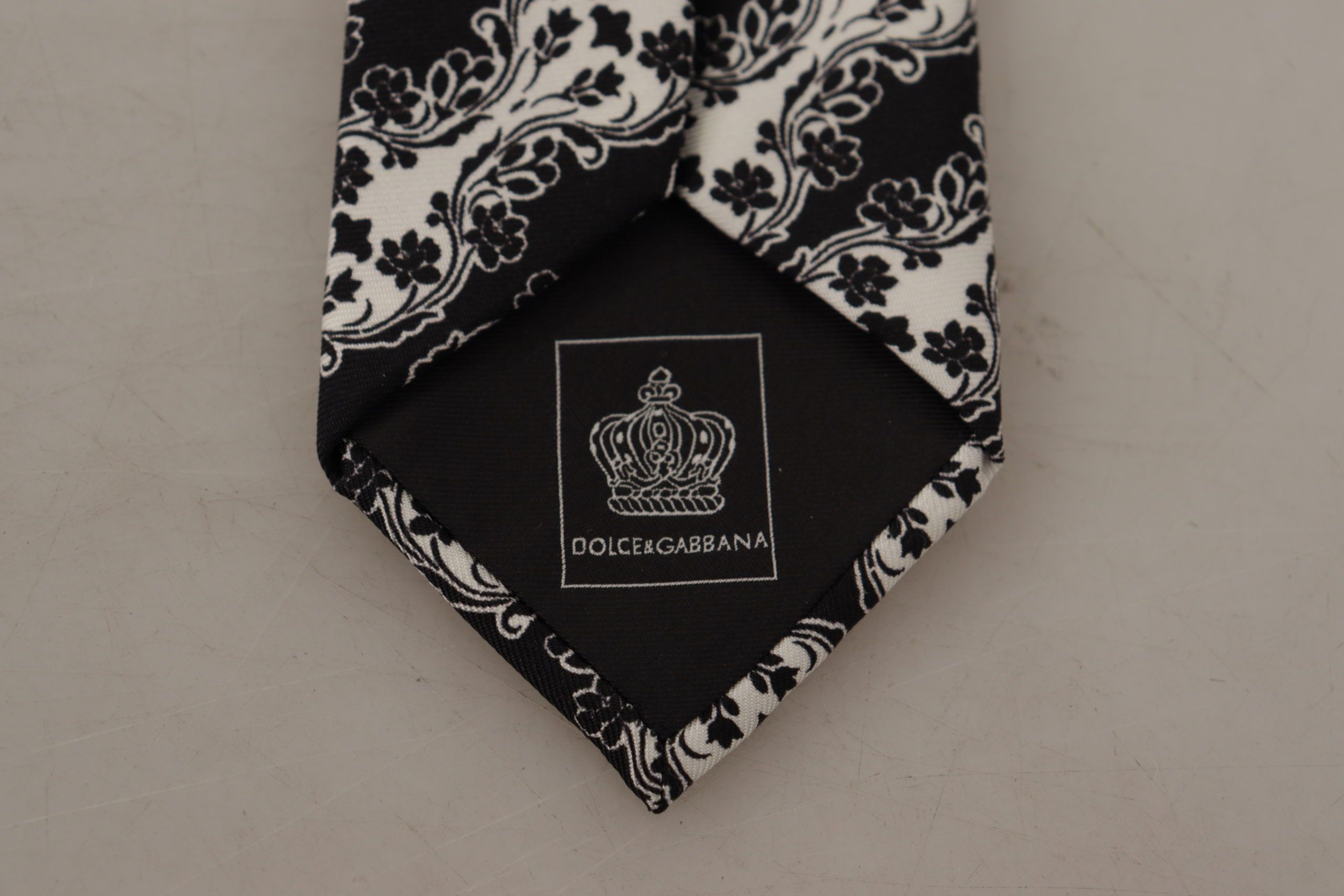 White Flower 100% Silk Print Adjustable Accessory Men's Tie - Dolce & Gabbana - Modalova