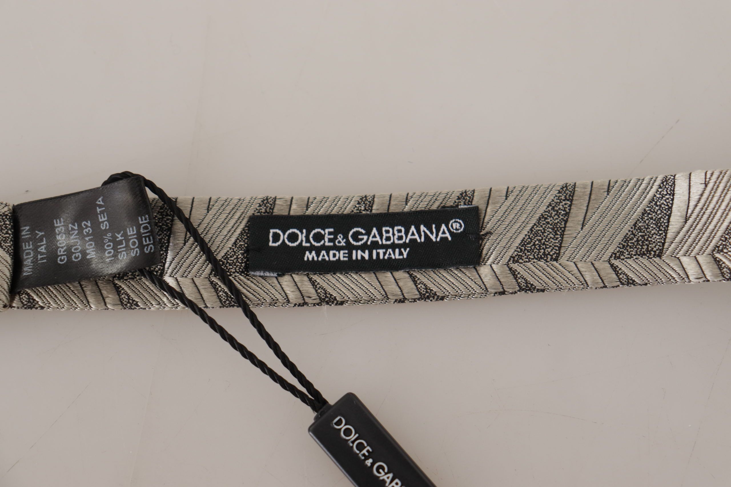 Gray 100% Silk Adjustable Neck Papillon Bow Men's Tie - Dolce & Gabbana - Modalova