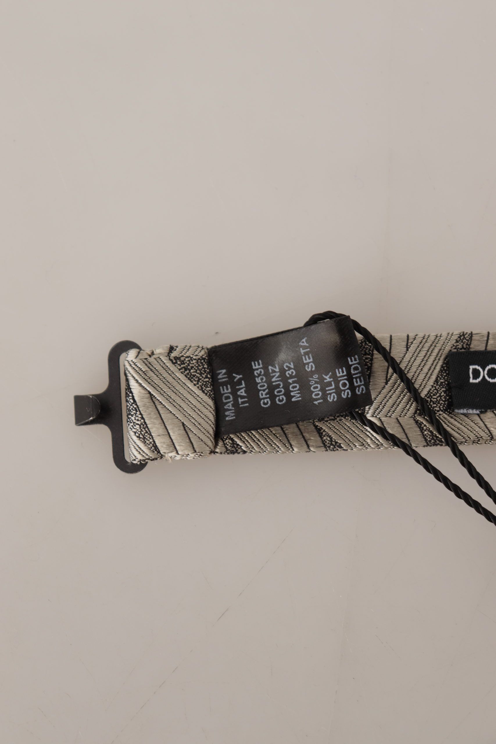 Gray 100% Silk Adjustable Neck Papillon Bow Men's Tie - Dolce & Gabbana - Modalova
