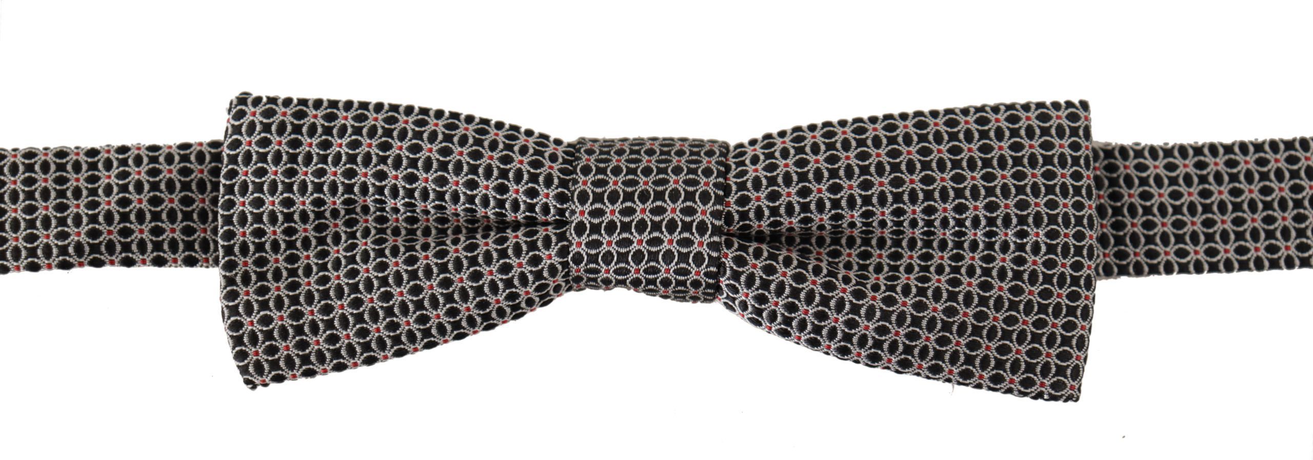 White Flower Pattern Silk Neck Papillon Men's Tie - Dolce & Gabbana - Modalova