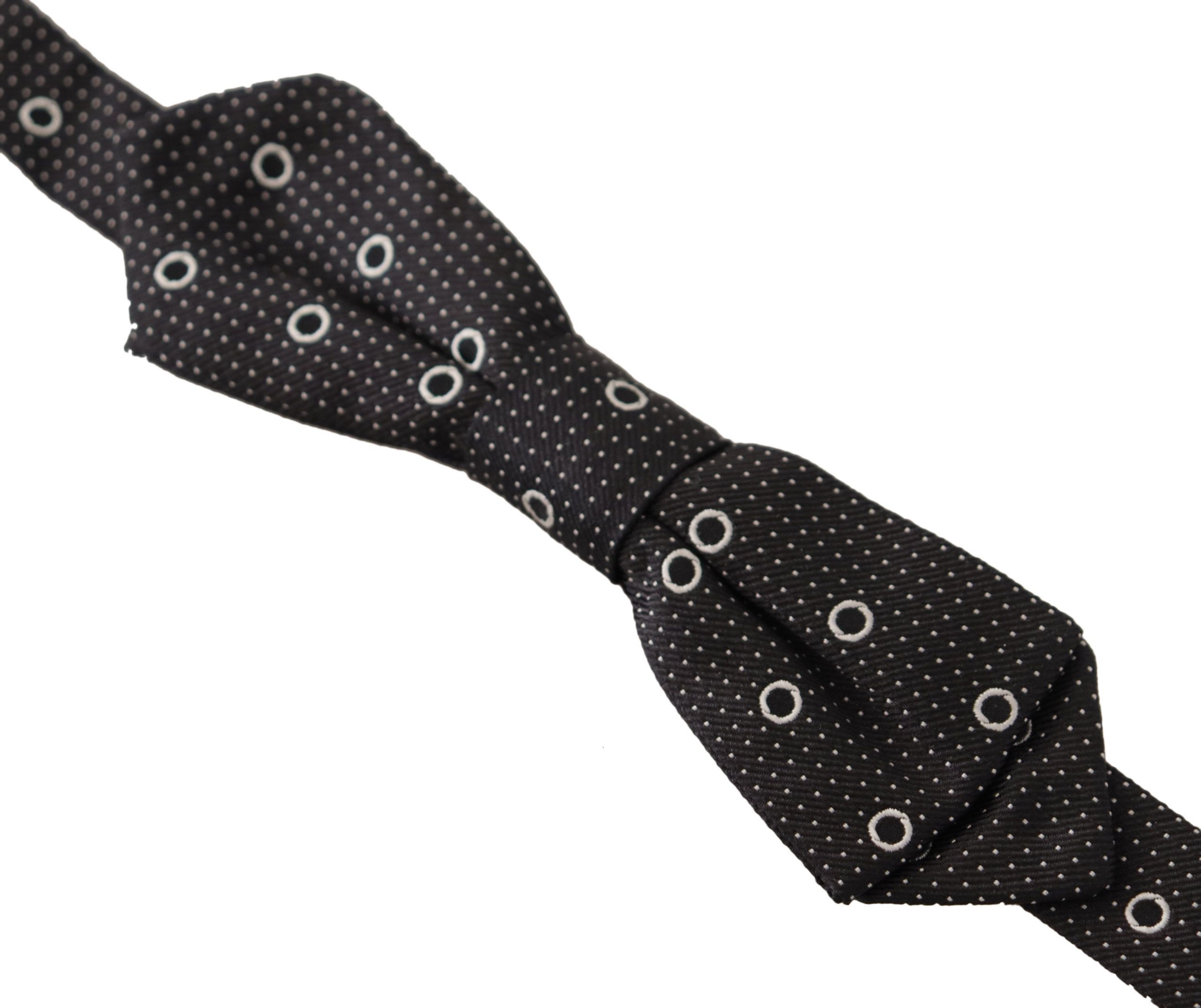 White Polka Dot 100% Silk Neck Papillon Men's Tie - Dolce & Gabbana - Modalova